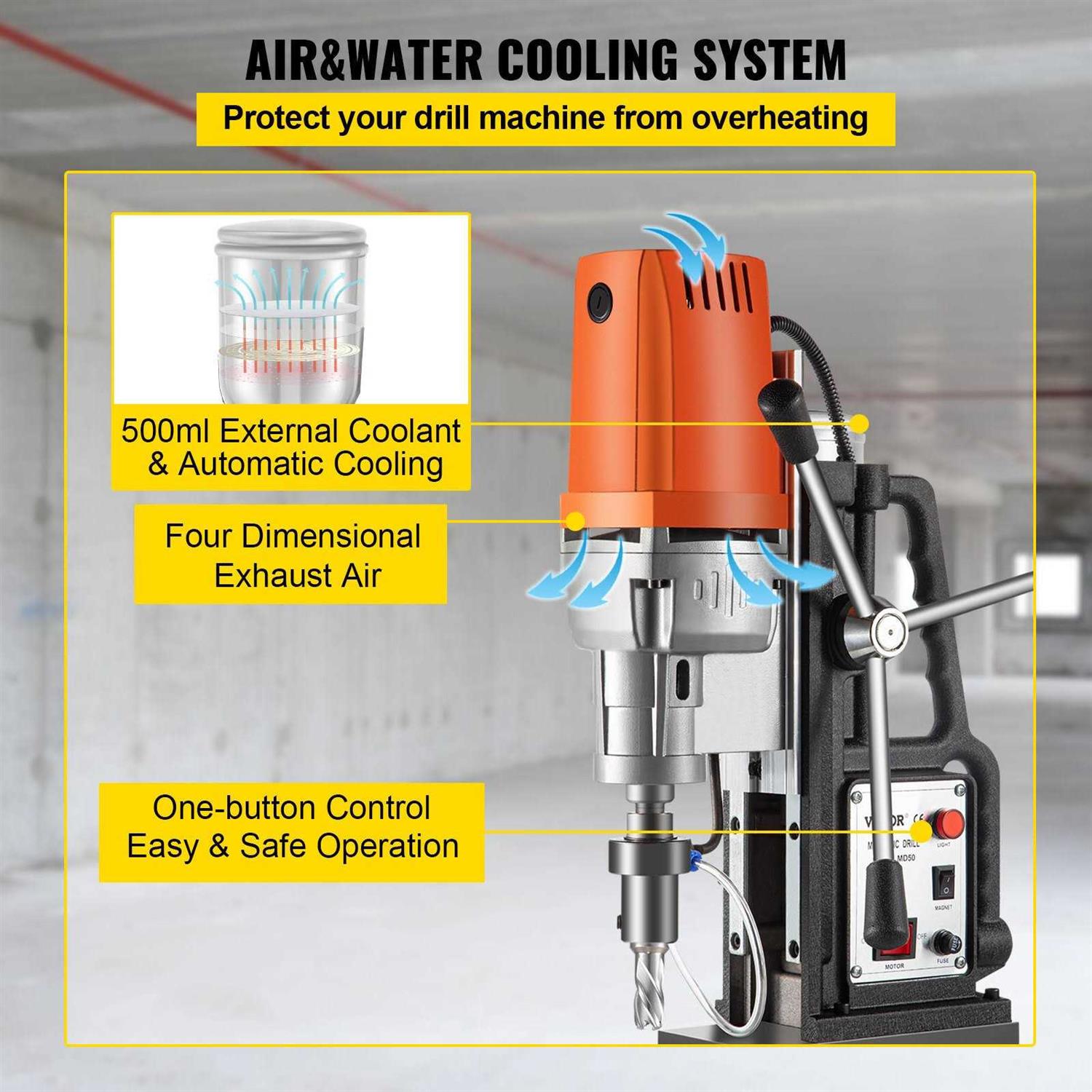 VEVOR Magnetic Drill 1680W Magnetic Drill Press with 2 Inch Boring Diameter Annular Cutter Machine 2900 Lbs 6pcs HSS Annular Cutter Bits CLZMD50PZT7J2YC01V1 - Cheap Fitting