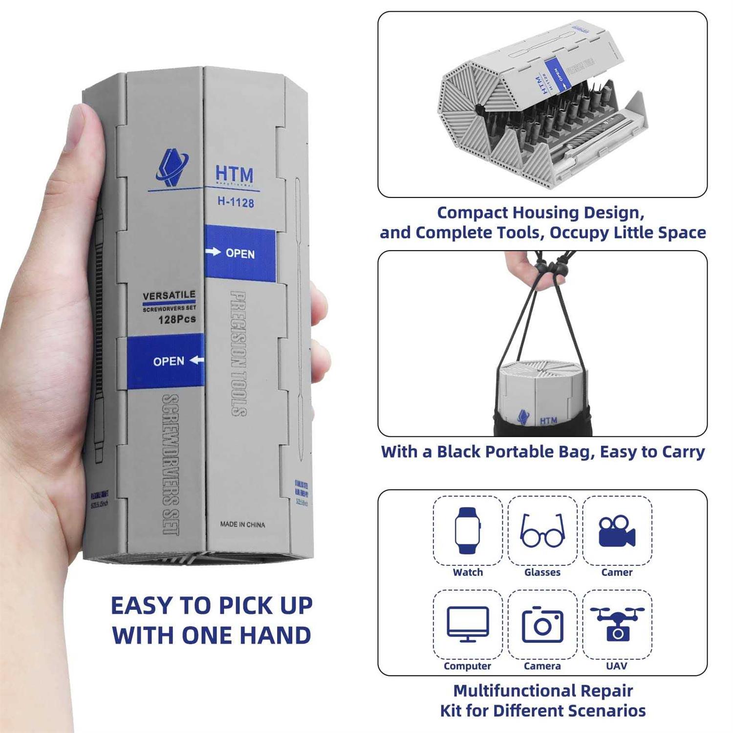 HengTianMei 128 in 1 Precision Screwdriver Set Professional Magnetic Repair Tool Kit for Computer - Cheap Fitting