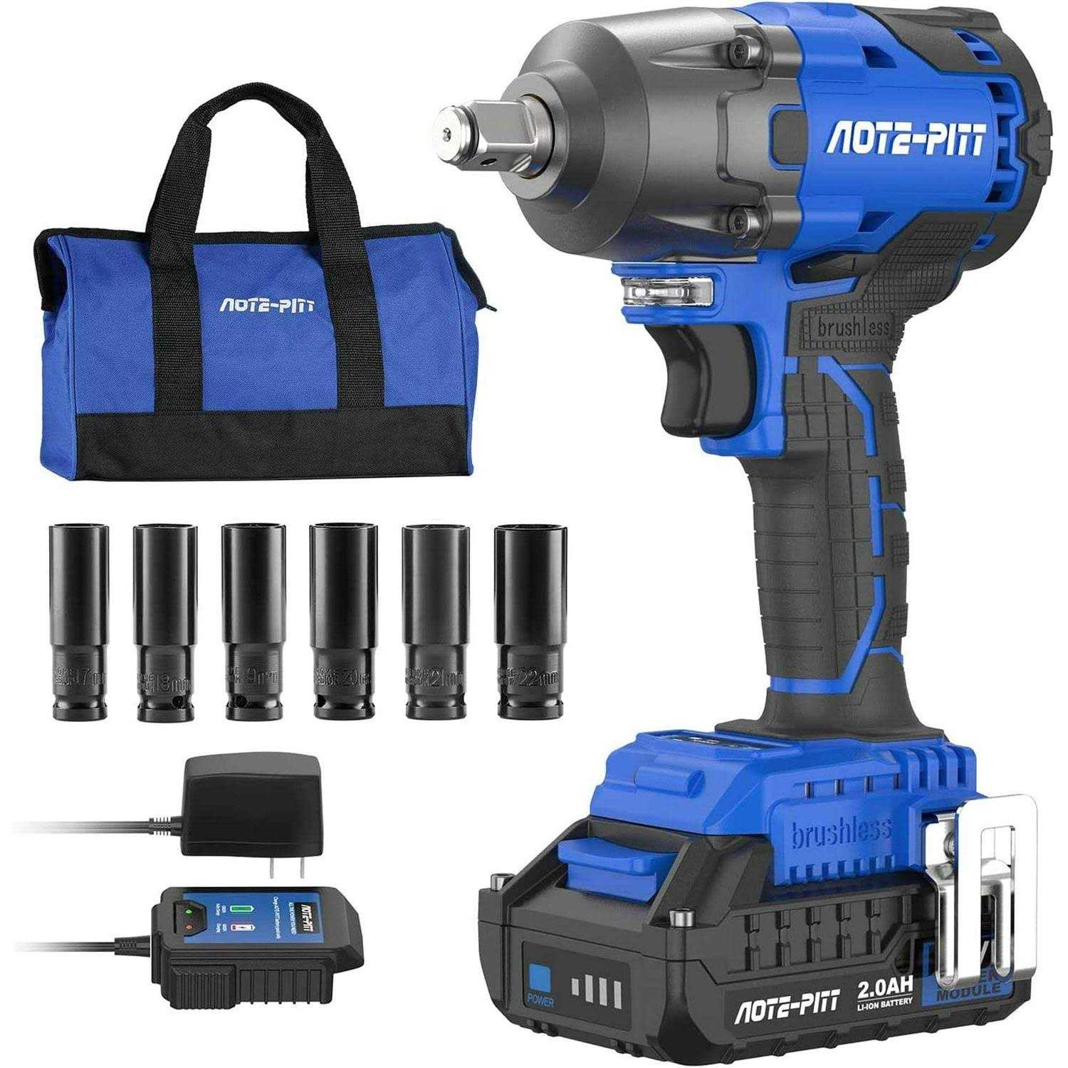 20V 370 Ft-lbs Brushless Impact Wrench Kit 1/2 Inch Cordless Electric High Torque 3,400 IPM Impact Driver with 6 Pcs Drive Impact Sockets - Cheap Fitting