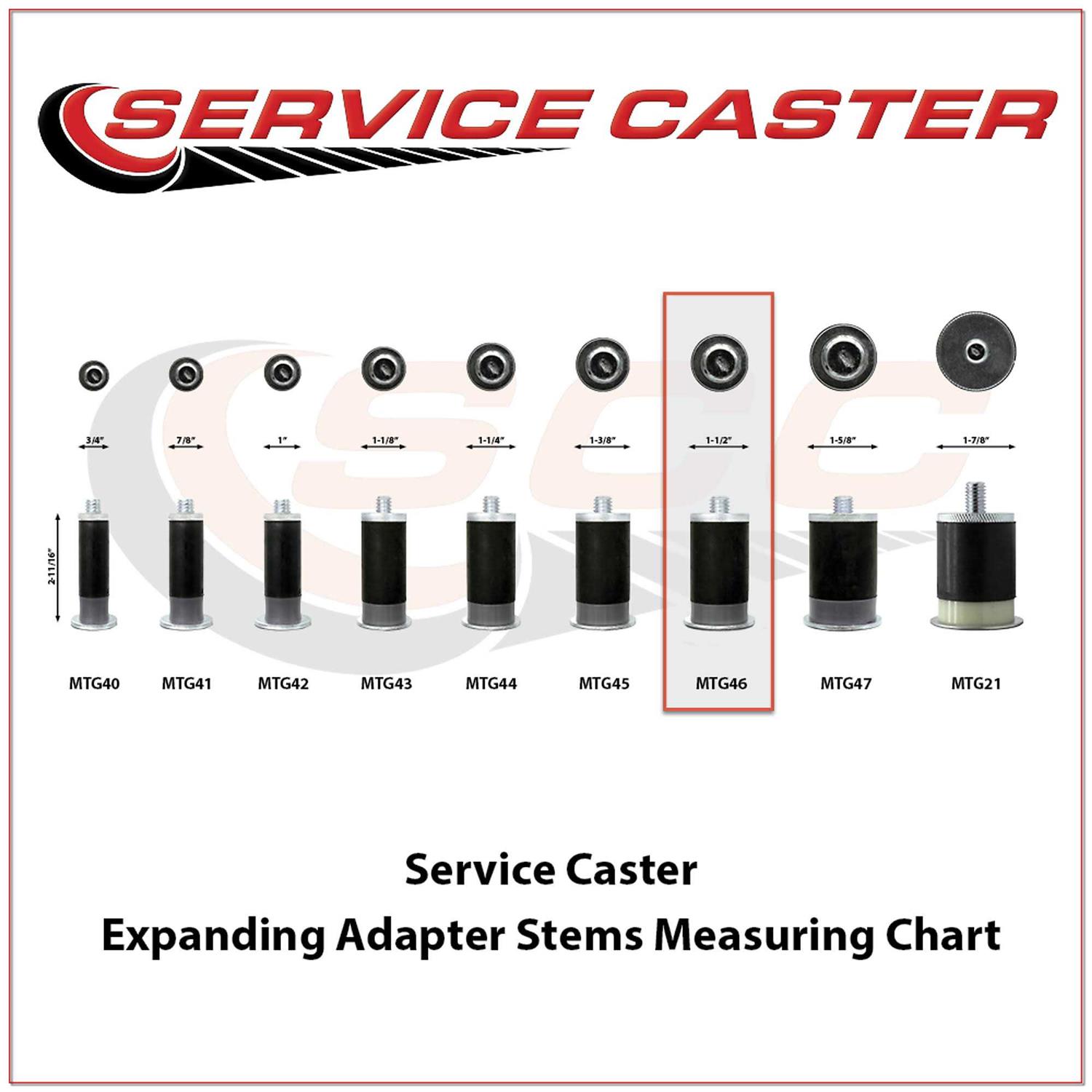 Service Caster Expanding Stem Caster	Service Caster Expanding Stem Caster - Cheap Fitting