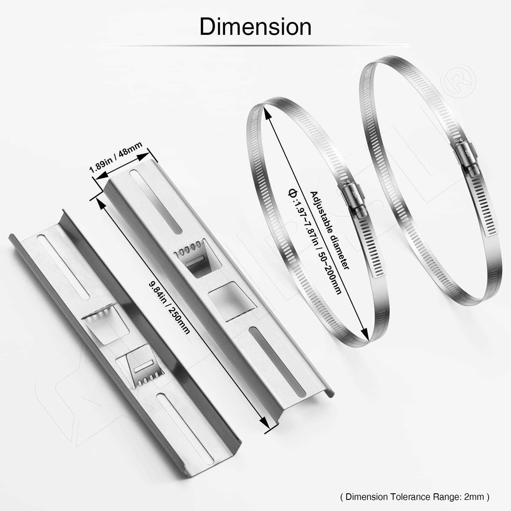 QILIPSU Pole Mounting Kits 304 Stainless Brackets with Adjustable 50-200mm Clamp for Outdoor Waterproof Junction Box - Cheap Fitting