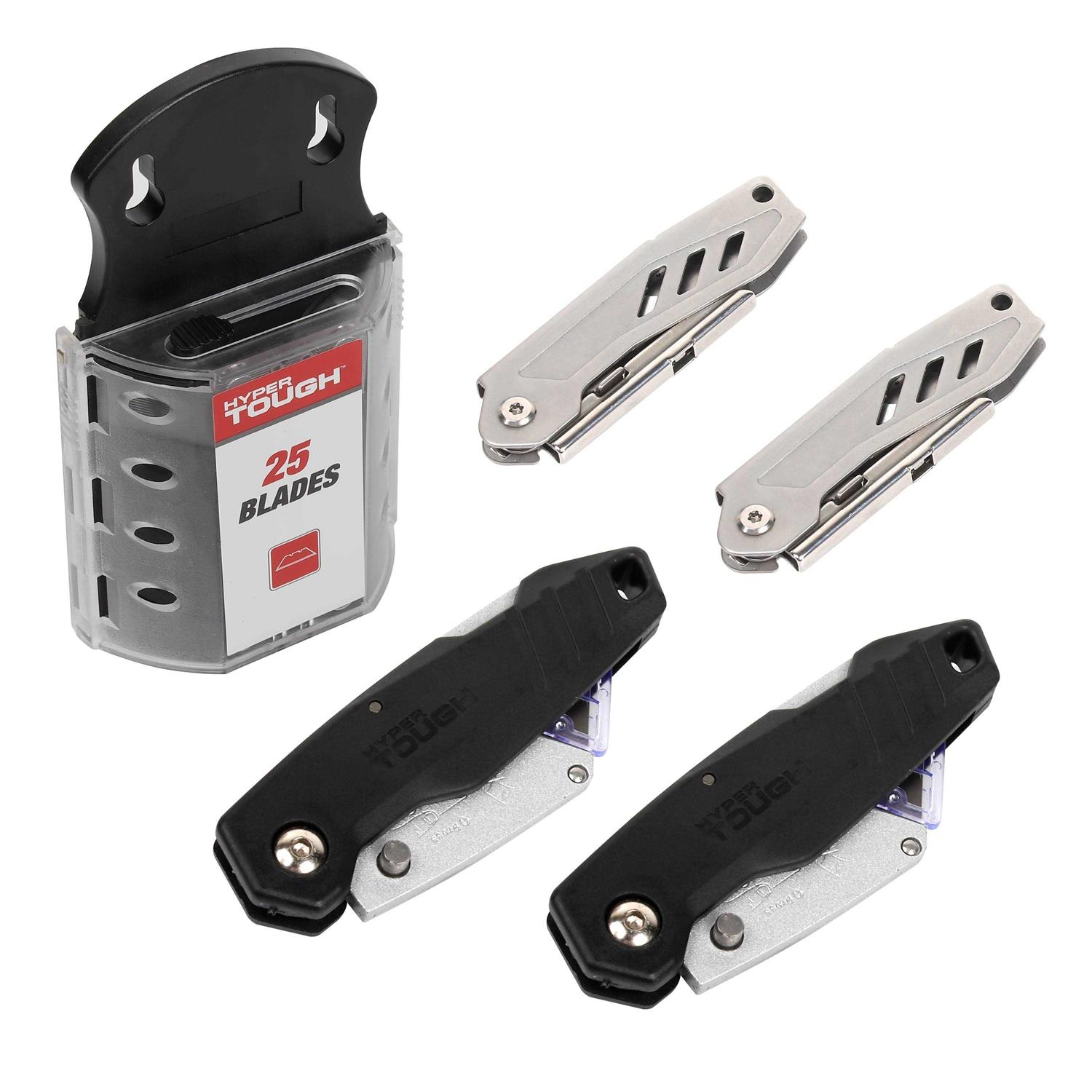 Hyper Tough 4-Piece Folding Utility Knife Set 41007V - Cheap Fitting