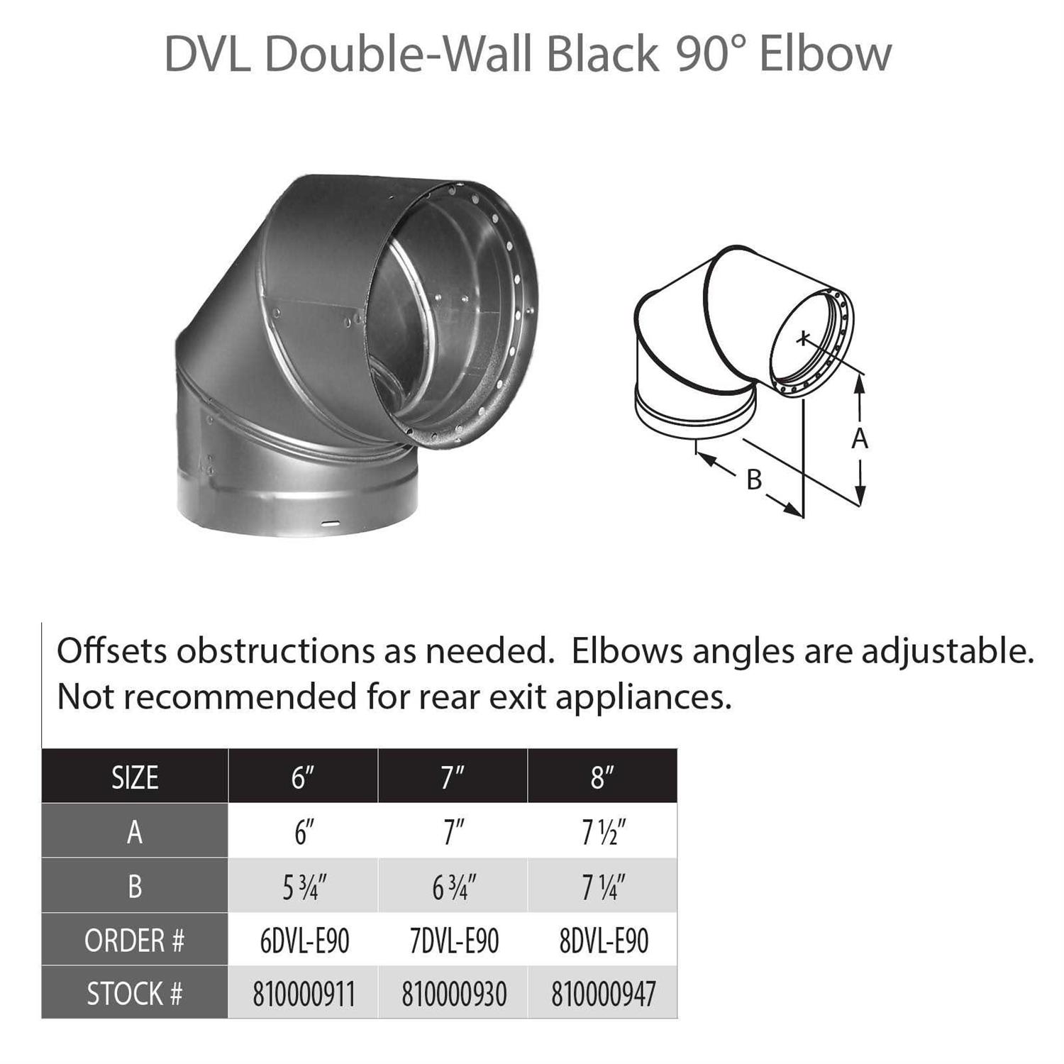 DuraVent 90-Degree DVL Double-Wall Black Elbow 8DVL-E90 - Cheap Fitting