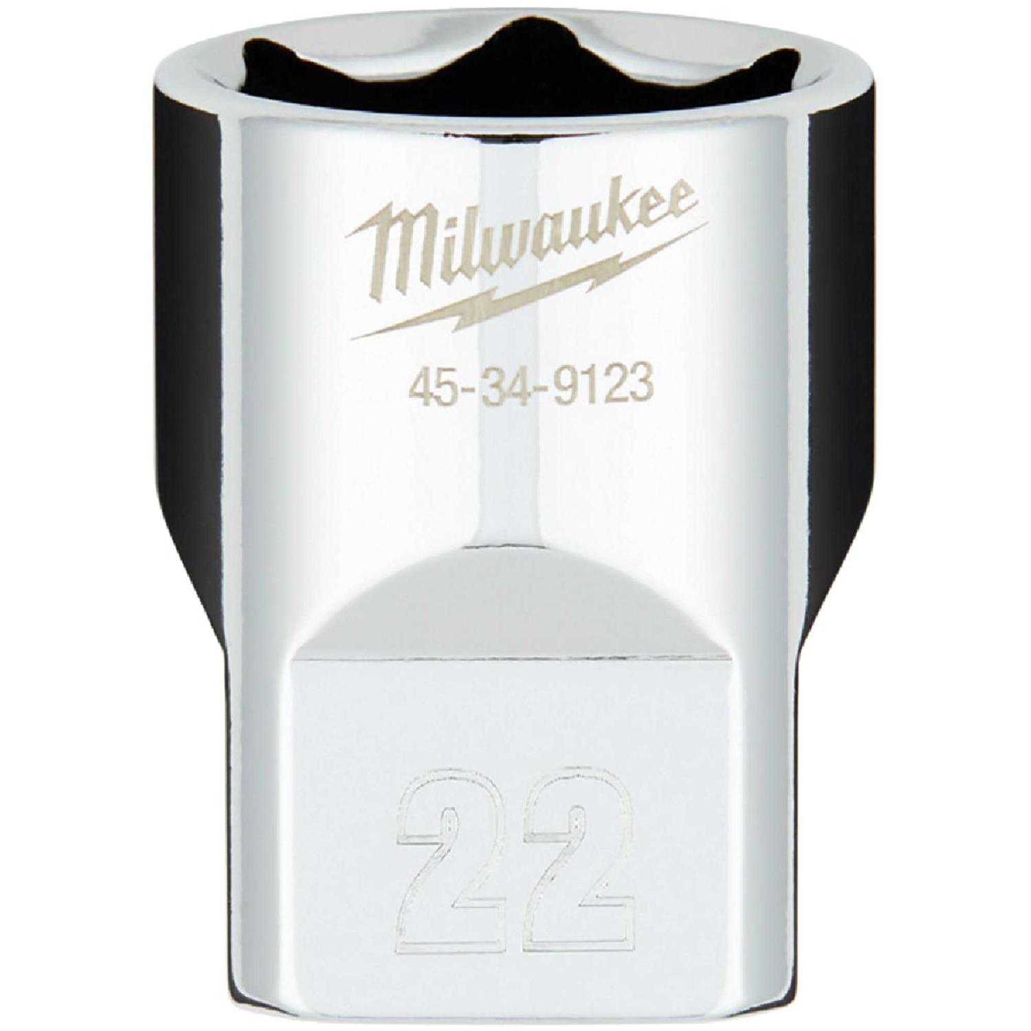 Milwaukee 1/2 in. Drive Metric 6-Point Socket with FOUR FLAT Sides 45-34 - Cheap Fitting