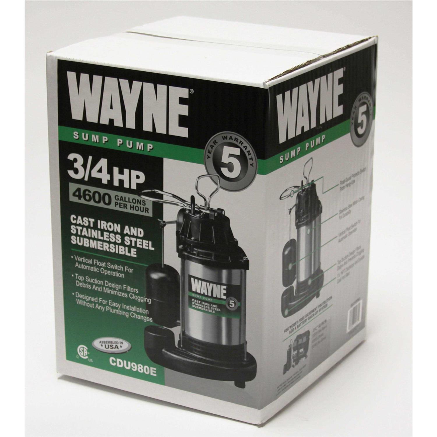 Wayne 3/4 HP Submersible Sump Pump - Cheap Fitting
