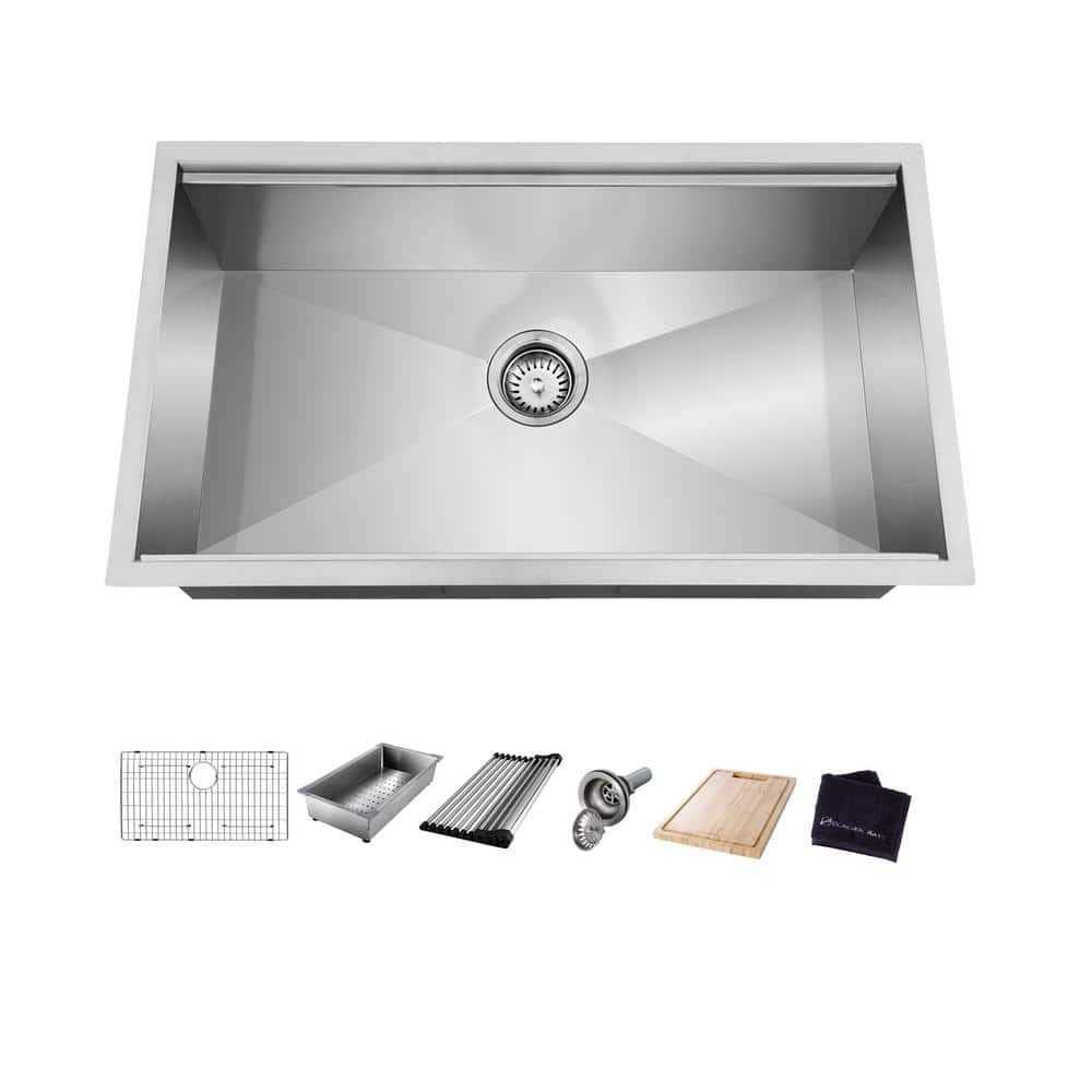Glacier Bay All-in-One Undermount Stainless Steel Single Bowl Kitchen Workstation Sink with Accessories Kit - Cheap Fitting