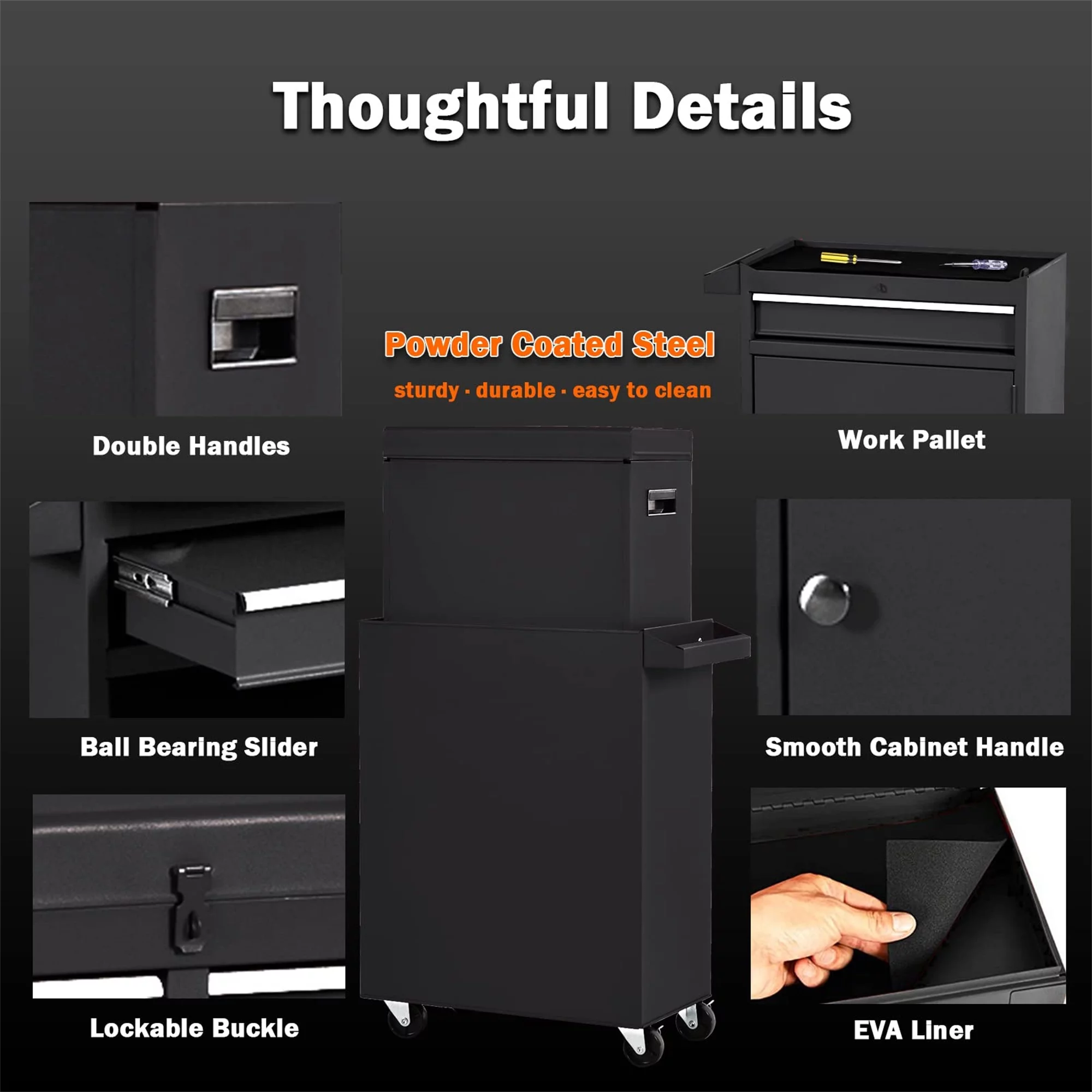 Aukfa Tool Chest, 2 in 1 Steel Rolling Tool Box & Cabinet On Wheels for Garage, 8-Drawer, Blue - Cheap Fitting