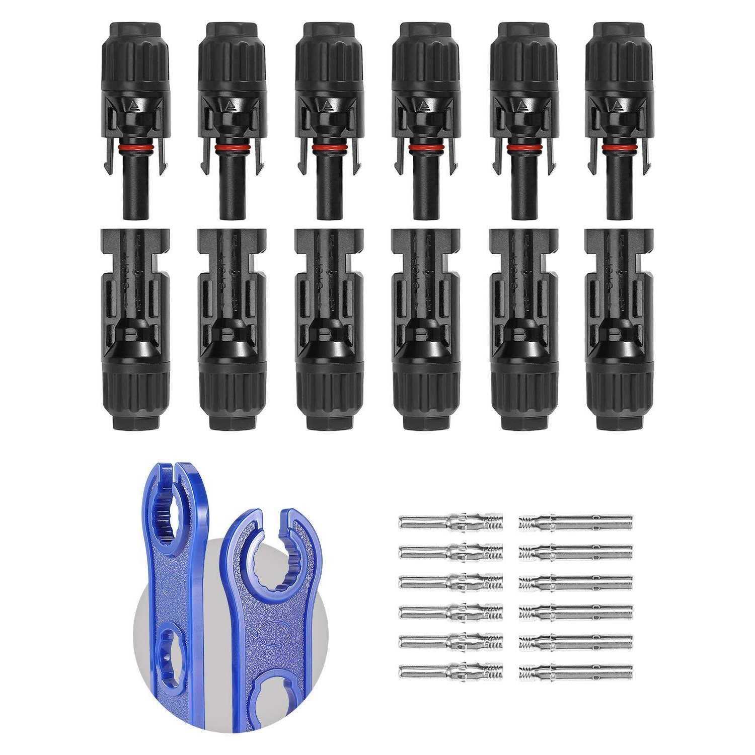 Bougerv 12 Pcs Solar Connectors with Spanners Solar Panel Cable Connec - Cheap Fitting
