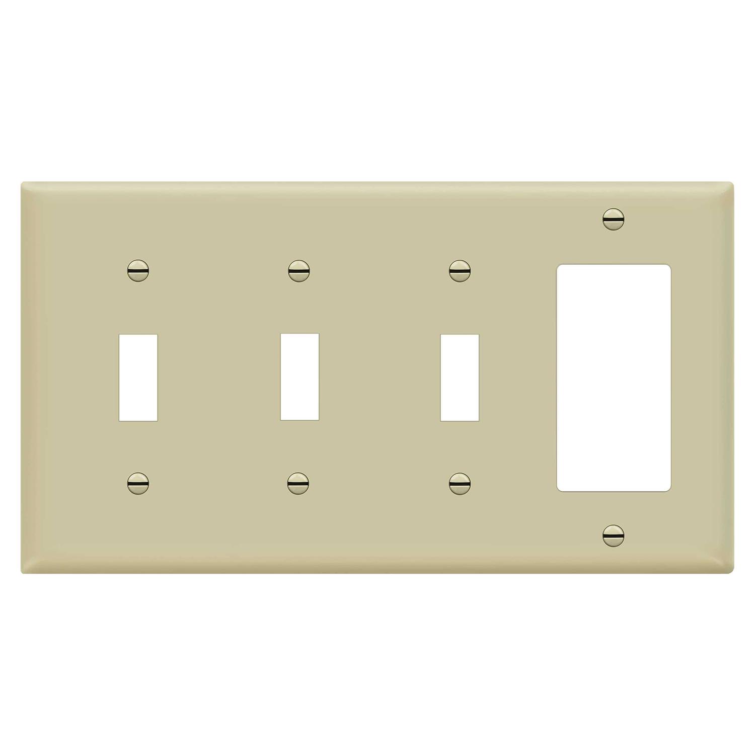Enerlites Combination Triple Toggle/Single Decorator Rocker Outlet Wall Plate - Cheap Fitting