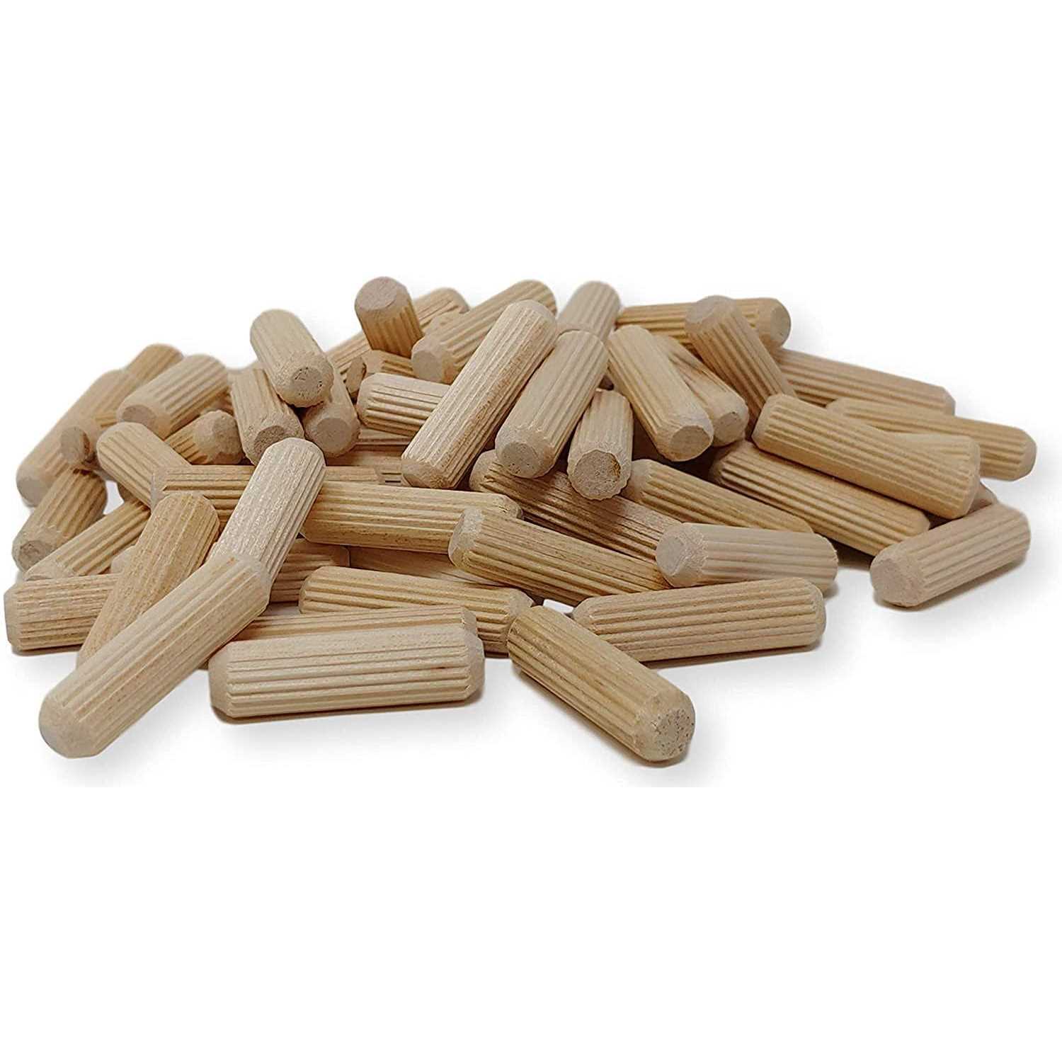 100 Pack 1 Wooden Dowel Pins Wood Kiln Dried Fluted and Beveled	100 Pack 1 Wooden Dowel Pins Wood Kiln Dried Fluted and Beveled - Cheap Fitting