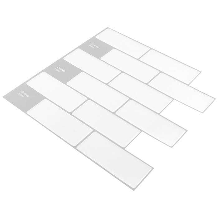 Peel&Stick Mosaics White Subway 10-in x 10-in Glossy Composite Linear Subway Peel and Stick Wall Tile PS122PEEL1010 - Cheap Fitting