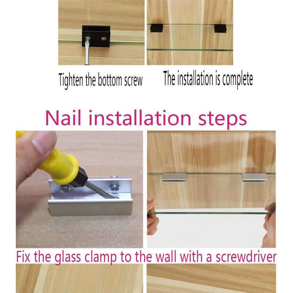 glass clamp glass holder aluminum alloy glass clamp bracket bracket clamp glass cabinet 0.32-0.48 thickness 4 piece set - Cheap Fitting