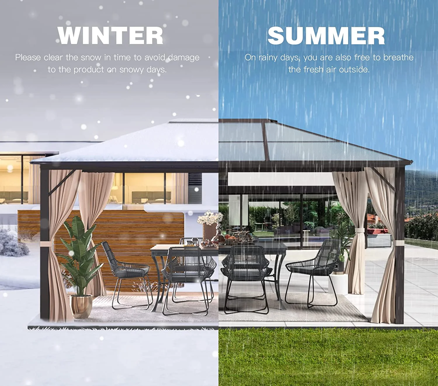 Yoleny 12'x16' Outdoor Polycarbonate Double Roof Hardtop 12 ft Gazebo Canopy, Brown - Cheap Fitting