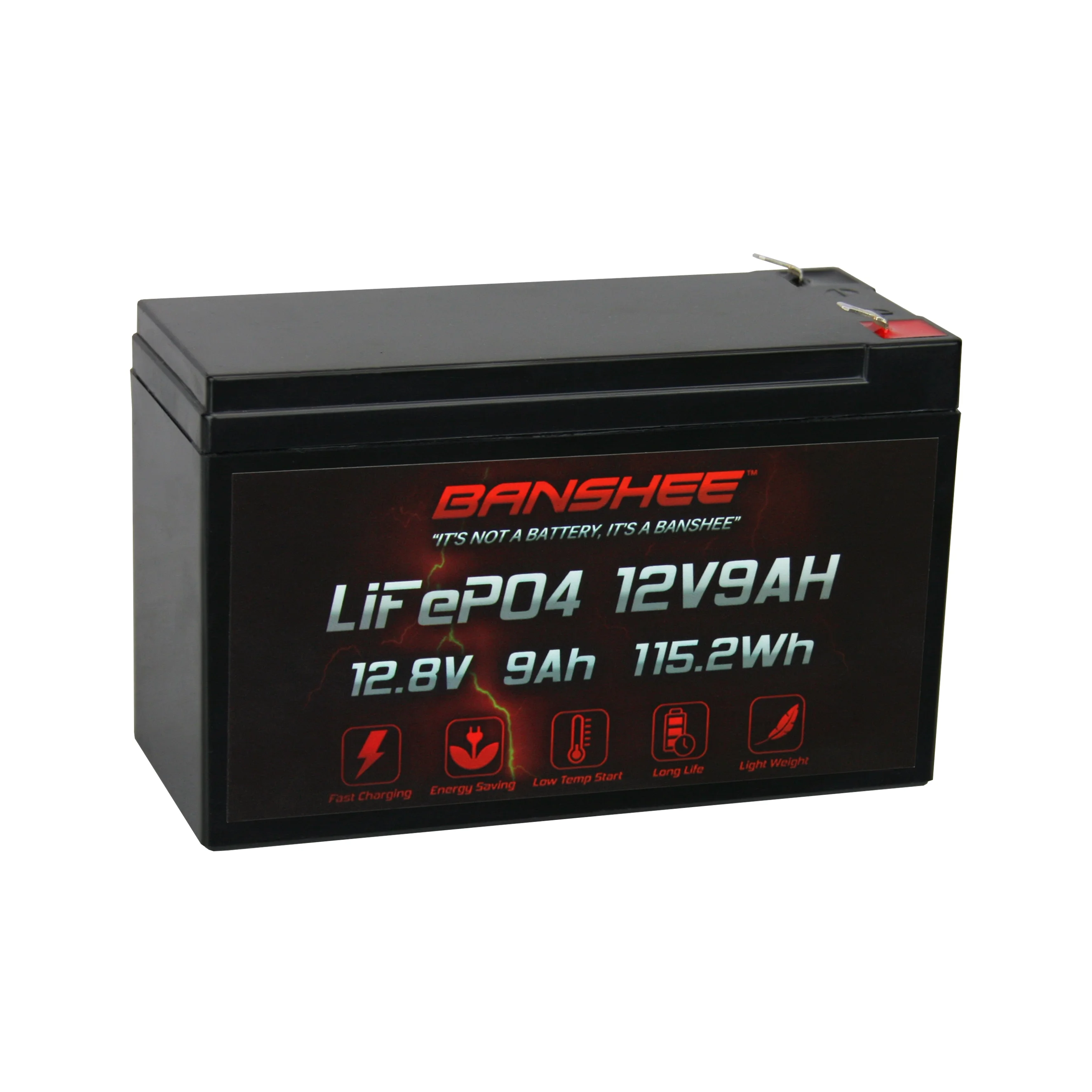 12 Volt 9AH Deep Cycle Rechargeable Lithium ion Battery Perfect for Replace UPS System Fish Finder Battery Maintenance-Free Built in BMS - Cheap Fitting