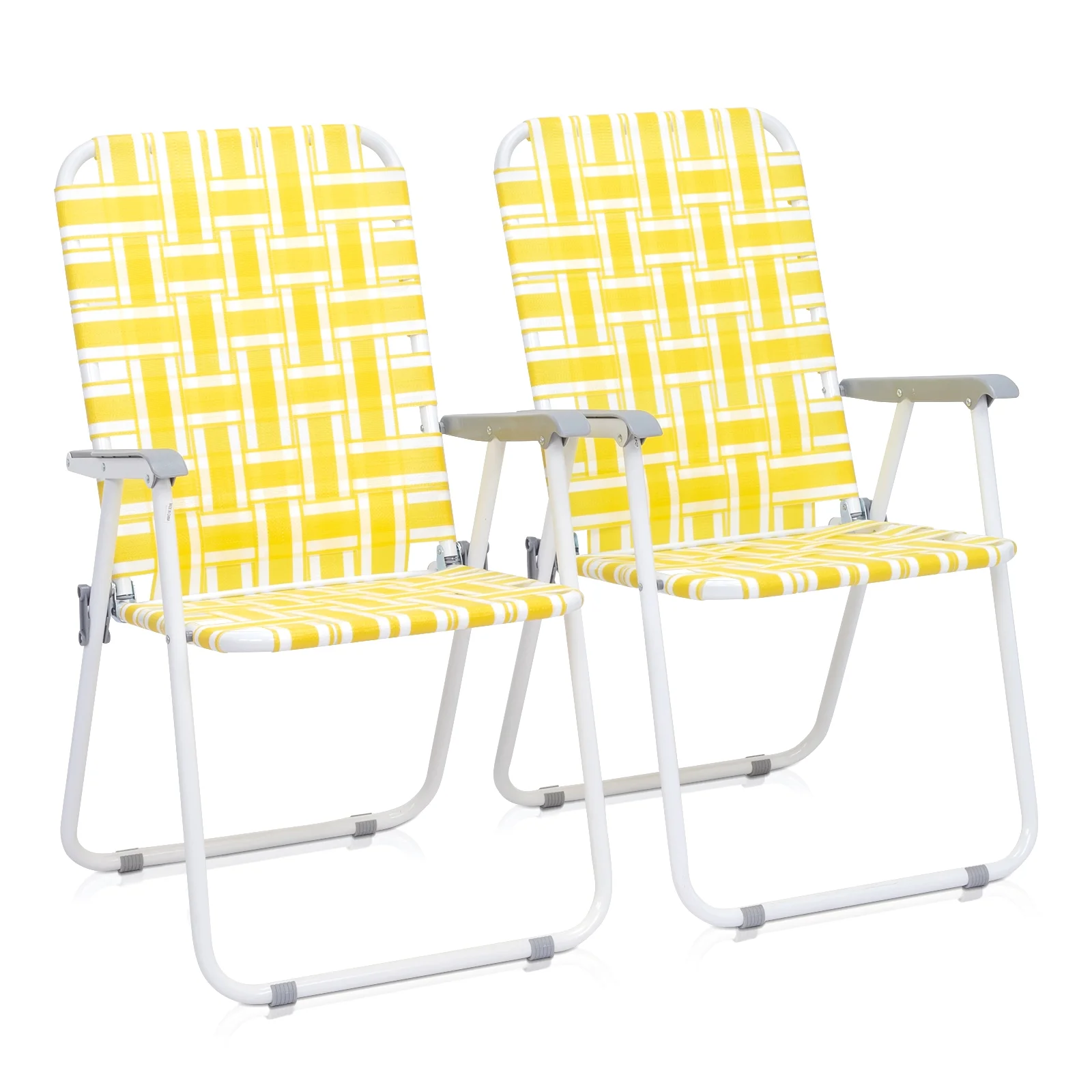 Winado Lawn Chair Set Patio Folding Web , 2 Pack Outdoor Beach Chair Portable Camping Chair  Yellow - Cheap Fitting
