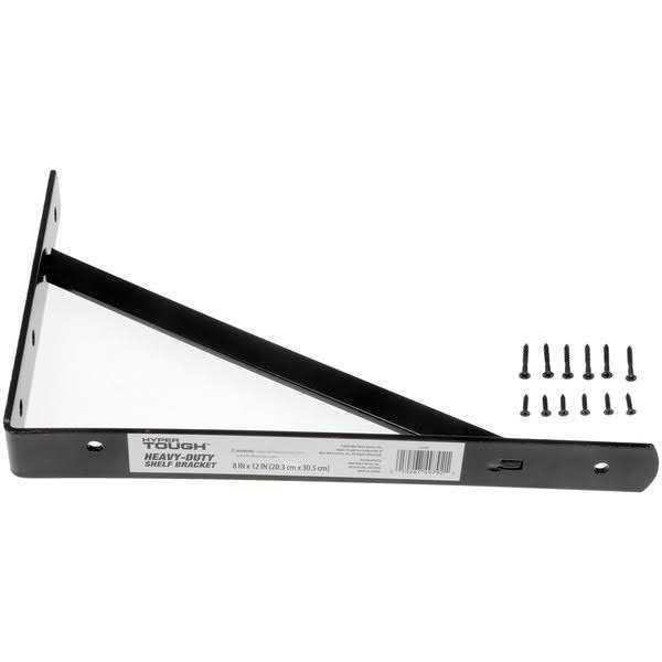 Hyper Tough Shelf Bracket Heavy Duty 8 inch x 12 inch Black 4-9792 - Cheap Fitting