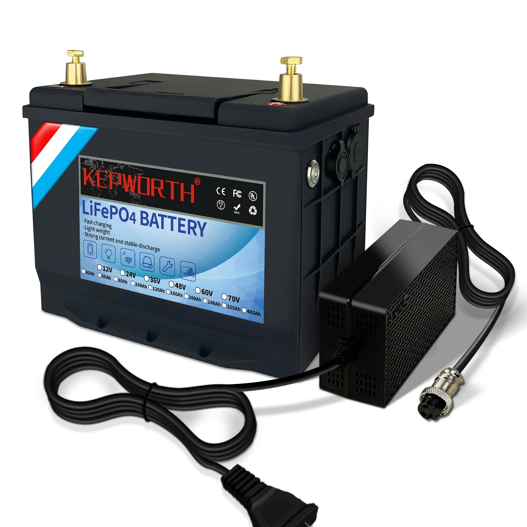 KEPWORTH 12V LiFePO4 Battery 80Ah, Lithium Batteries with Upgraded BMS, Up to 4000+ Rechargeable Deep Cycle, widely Used for Marine, Camper, RV, Solar Power, Boat - Cheap Fitting