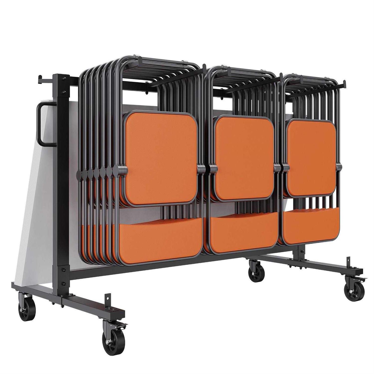 VEVOR Folding Chair Cart Single Layer Mobile Stackable Chair Dolly Storage Rack Trolley with 265 Lbs Capacity to Store 42 Chairs - Cheap Fitting