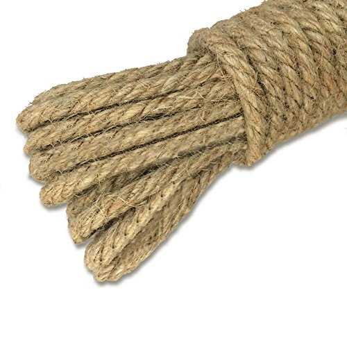 KINGLAKE Natural Thick Strong Jute Rope 66 Feet 5mm 3 Ply Hemp Rope Cord for Arts Crafts DIY Decoration Gift Wrapping - Cheap Fitting
