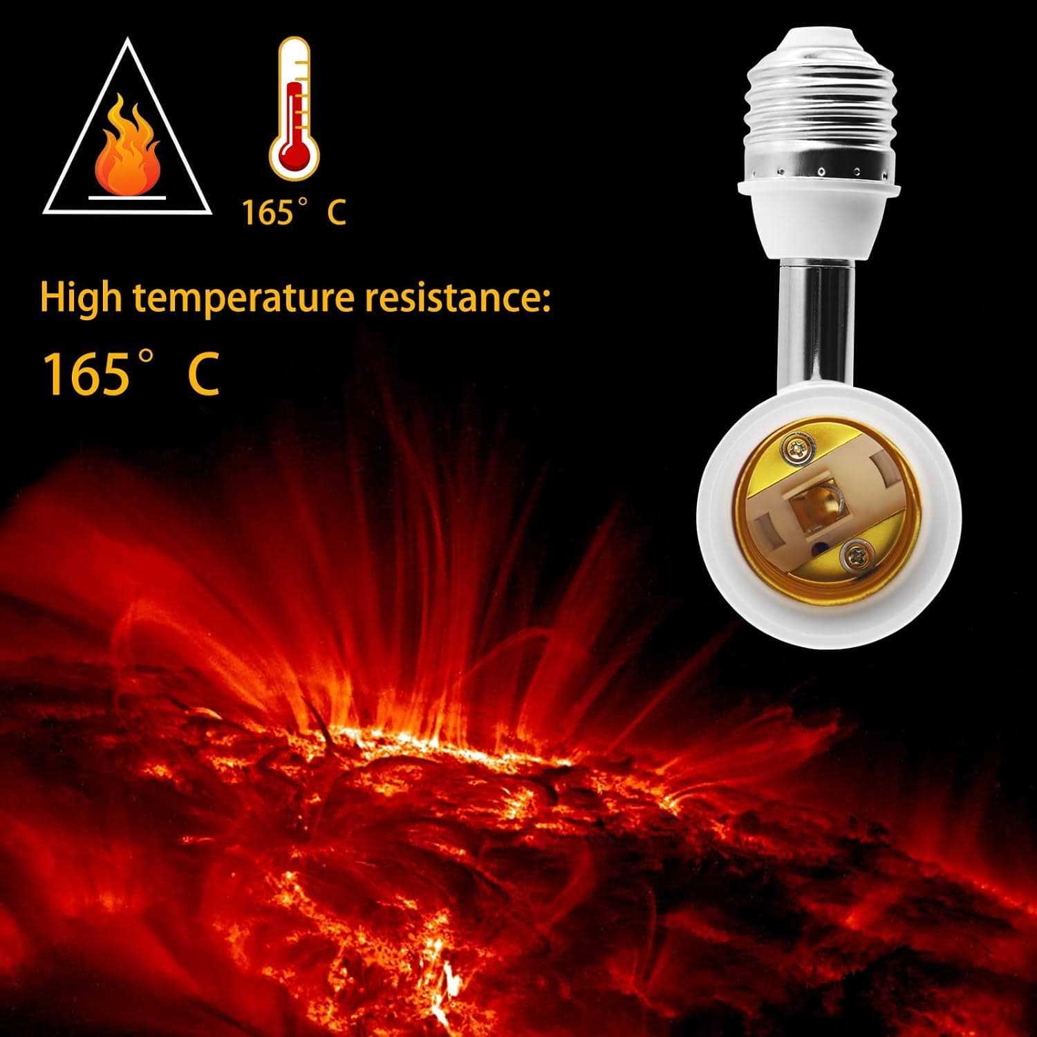 Tiqian E26/E27 Light Socket Extender 4.5 Inch Extension,Adjustable Vertical 90°Horizontal 360° - Cheap Fitting