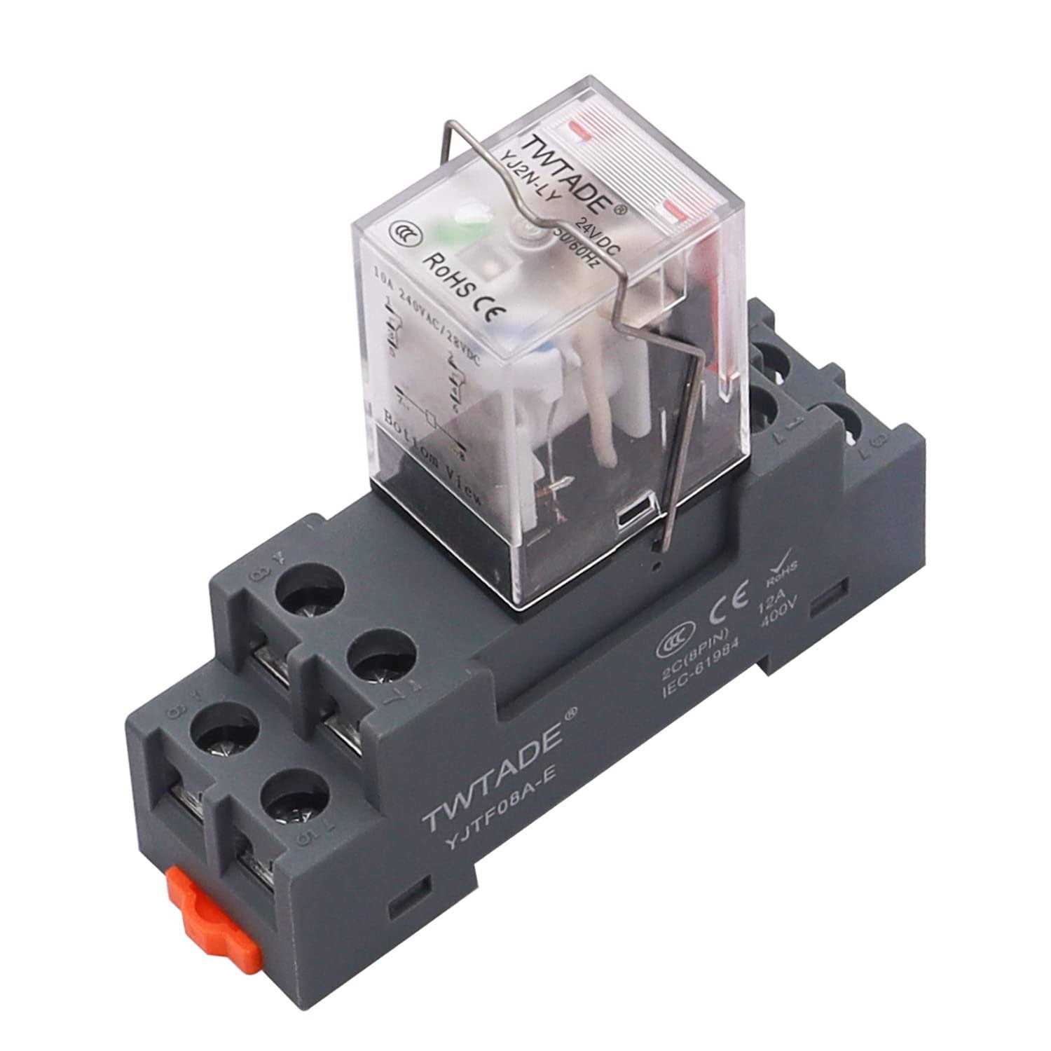TWTADE/AC 10A Coil Electromagnetic Power Relay 8 Pins 2DPT 2NO+2NC with Indicator Light and Socket Base -YJ2N-LY - Cheap Fitting