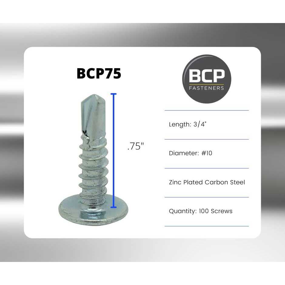 100 Qty #10 x 3/4 Zinc Wafer Modified Truss Head TEK Self Drilling Sheet Metal Screws - Cheap Fitting