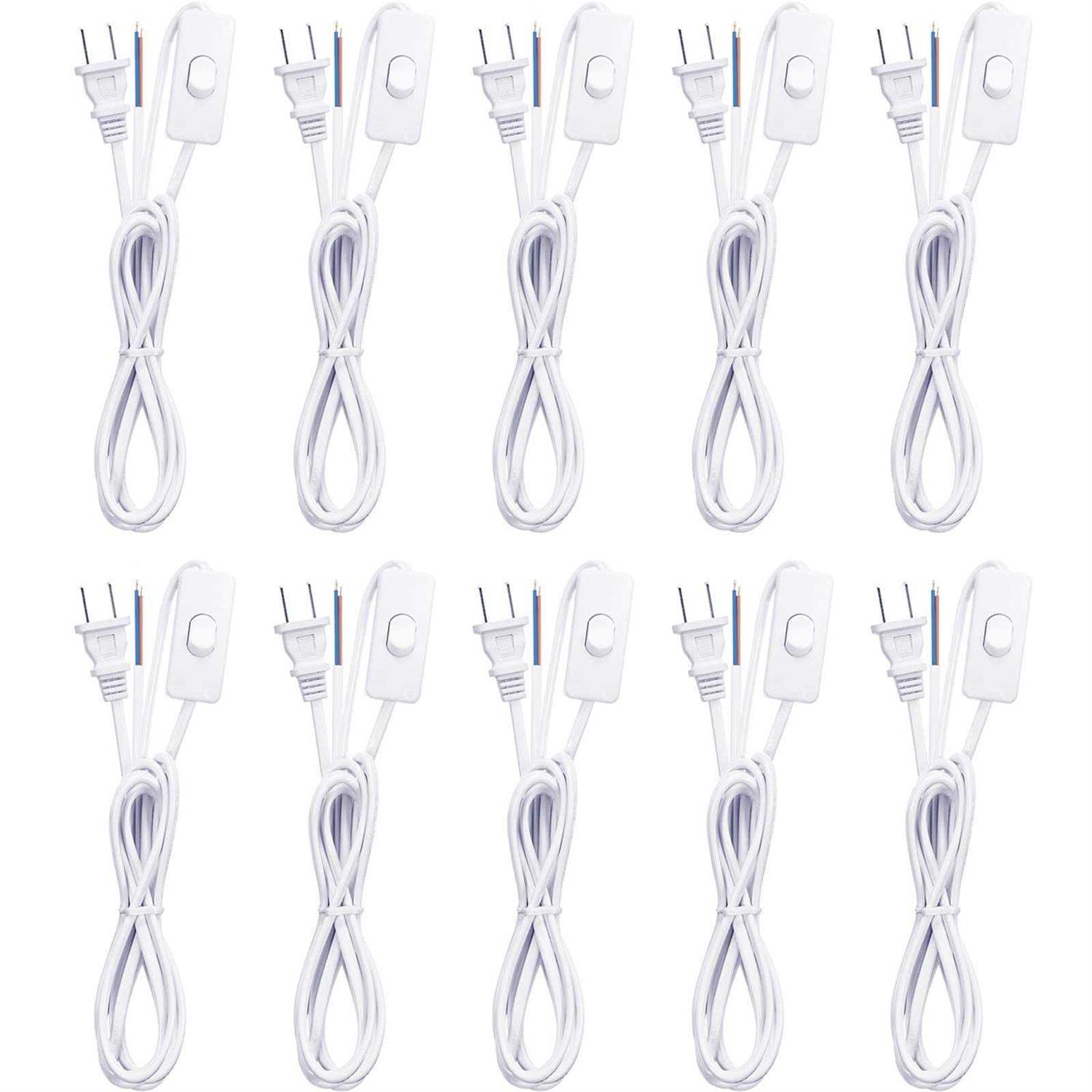 10 Packs Lamp Cord with Plug and Switch Lamp Cord Set Lamp Switch Cord Pure Copper Extension Cord Lamp Cord Replacement Stripped Ends Ready - Cheap Fitting