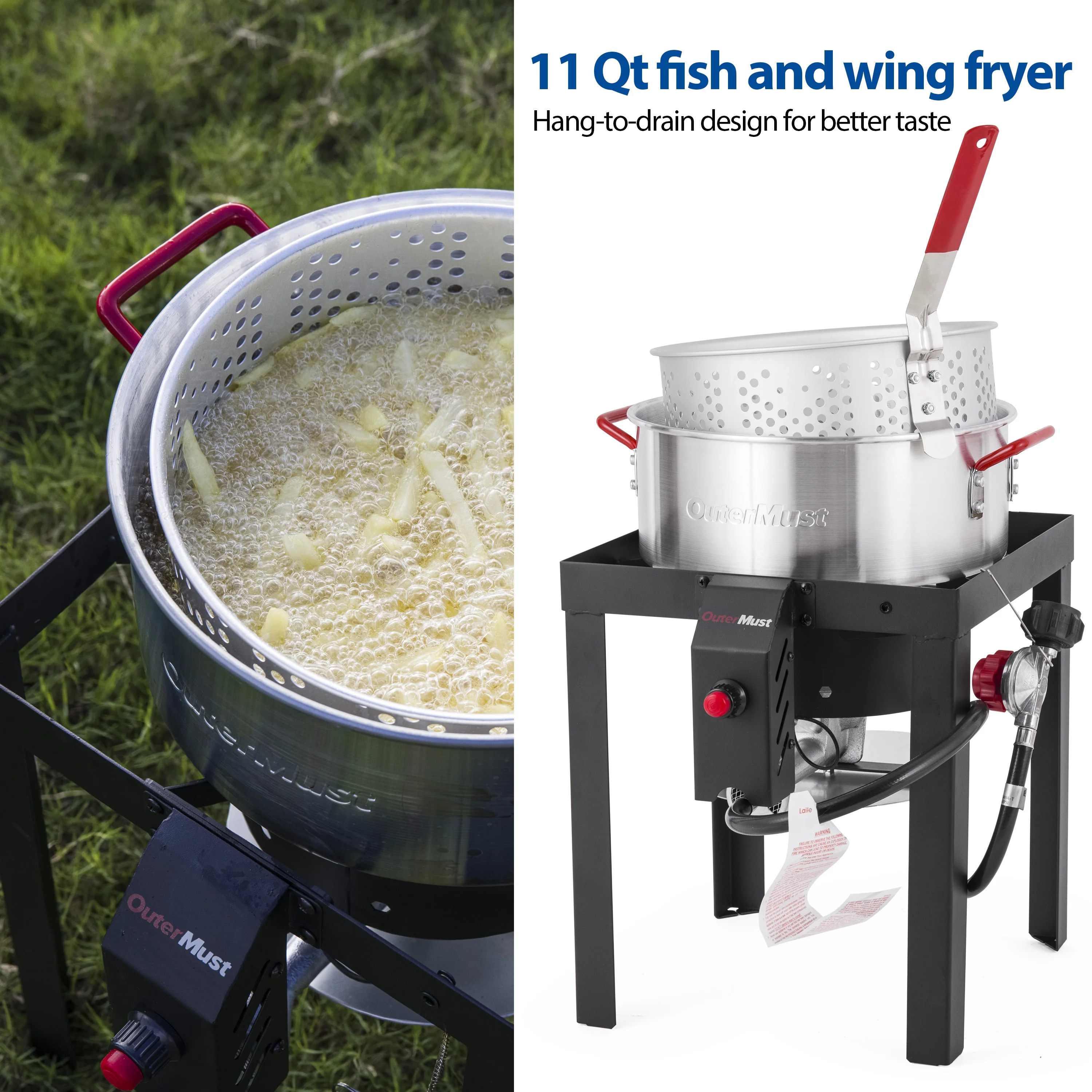 30 QT Turkey Fryer with Basket and Burner Set, Outdoor 10 Qt Deep Frye with 50,000 BTU Burner Small Crawfish Boiler Ideal for Cooking Turkey, Crawfish, Crab and French Fries - Cheap Fitting
