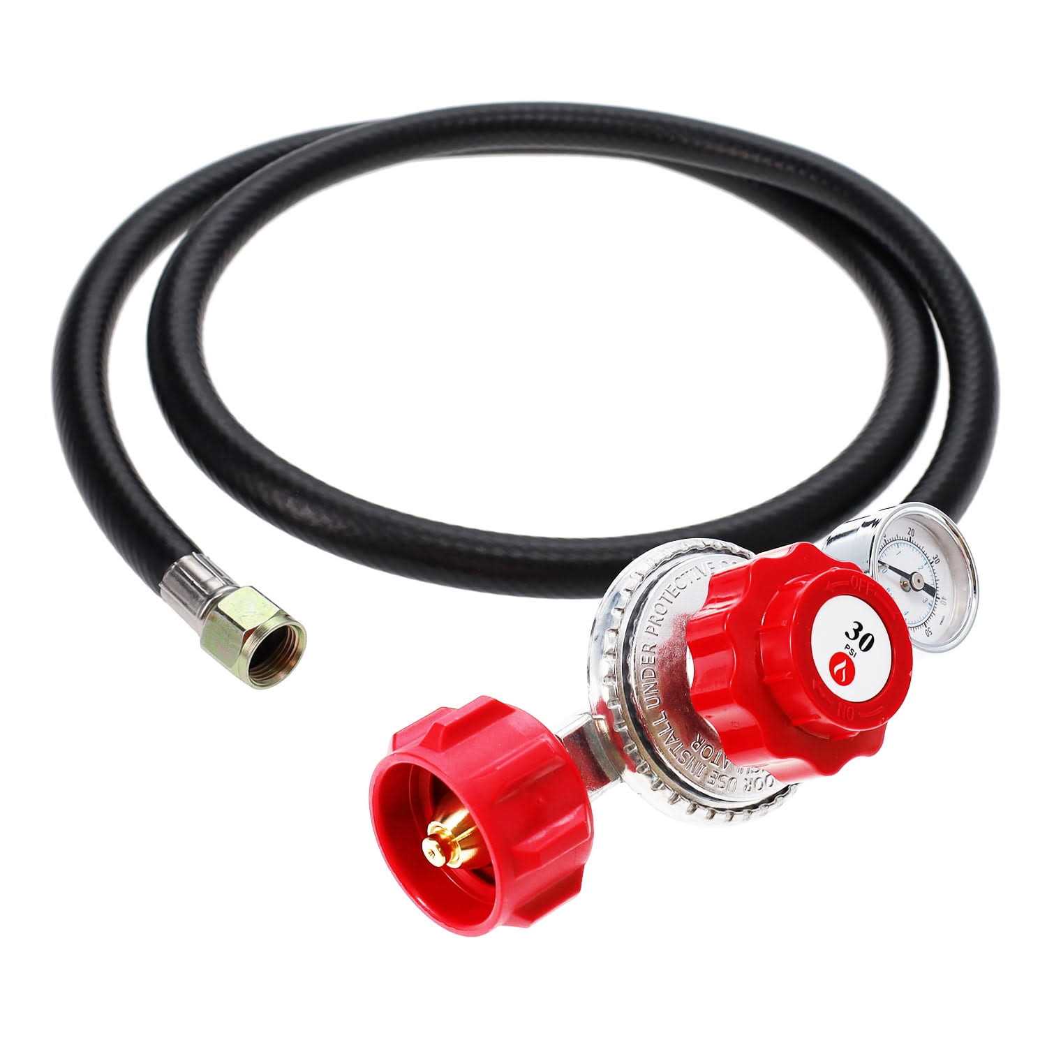 Gasone 4 ft Propane Regulator and Hose 0-30psi with PSI Gauge - Cheap Fitting