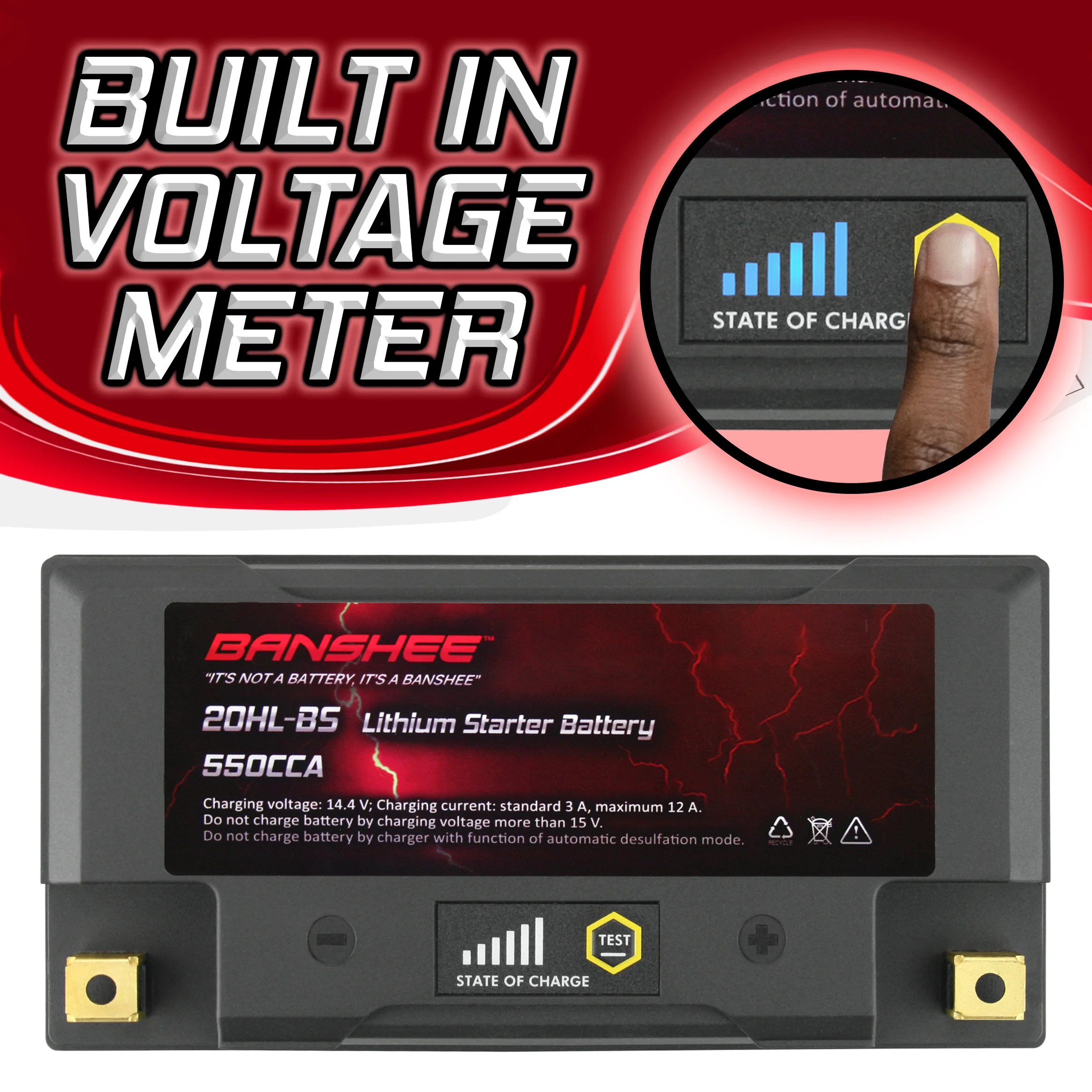 12V 18Ah 550CCA LiFePO4 Lithium Motorcycle Battery | YTX20HL-BS & YTX20L-BS Replacement - Cheap Fitting