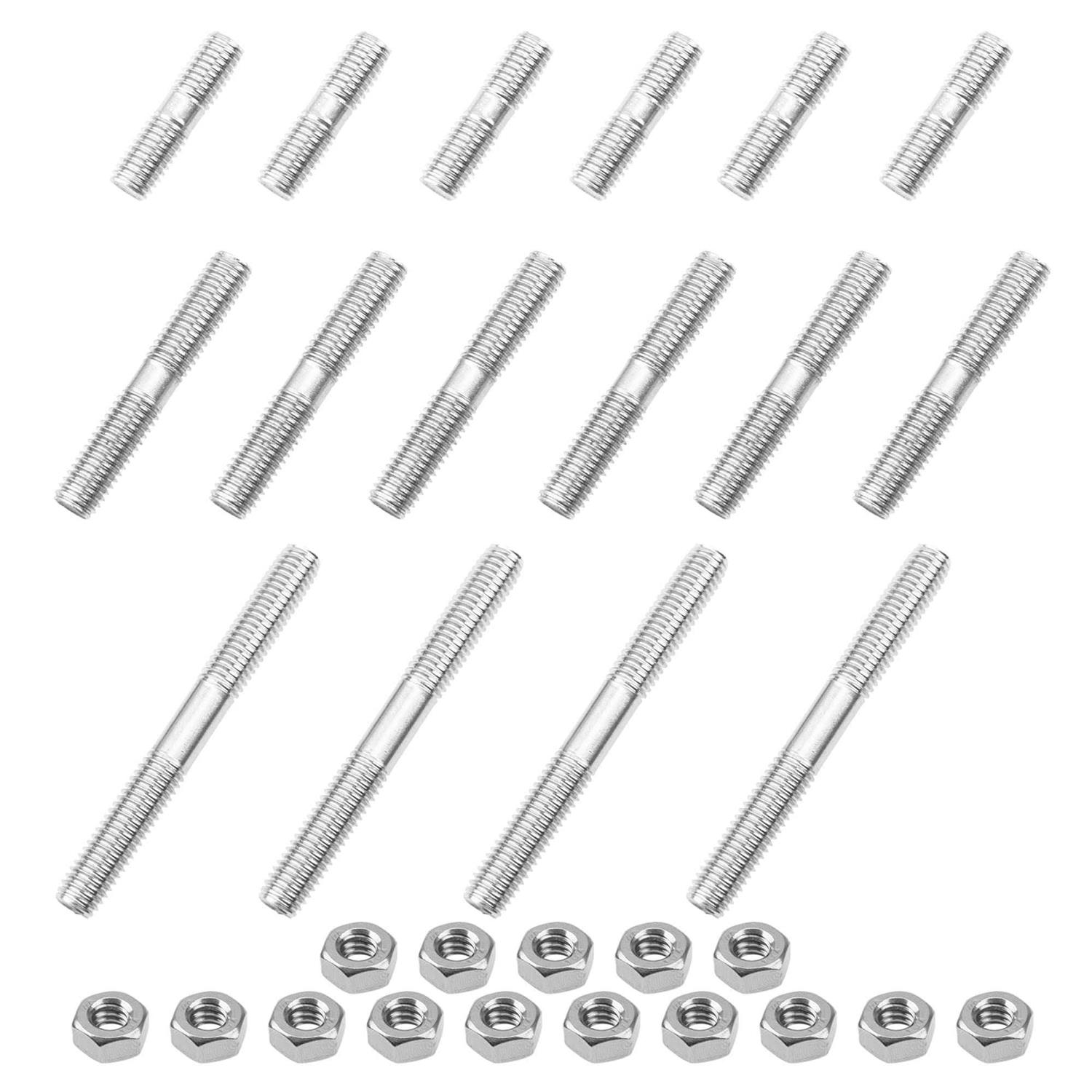 Rrina 16Pcs 304 Stainless Steel Double End Threaded Stud Screw Bolt M8x30/50/70 with Nut - Cheap Fitting