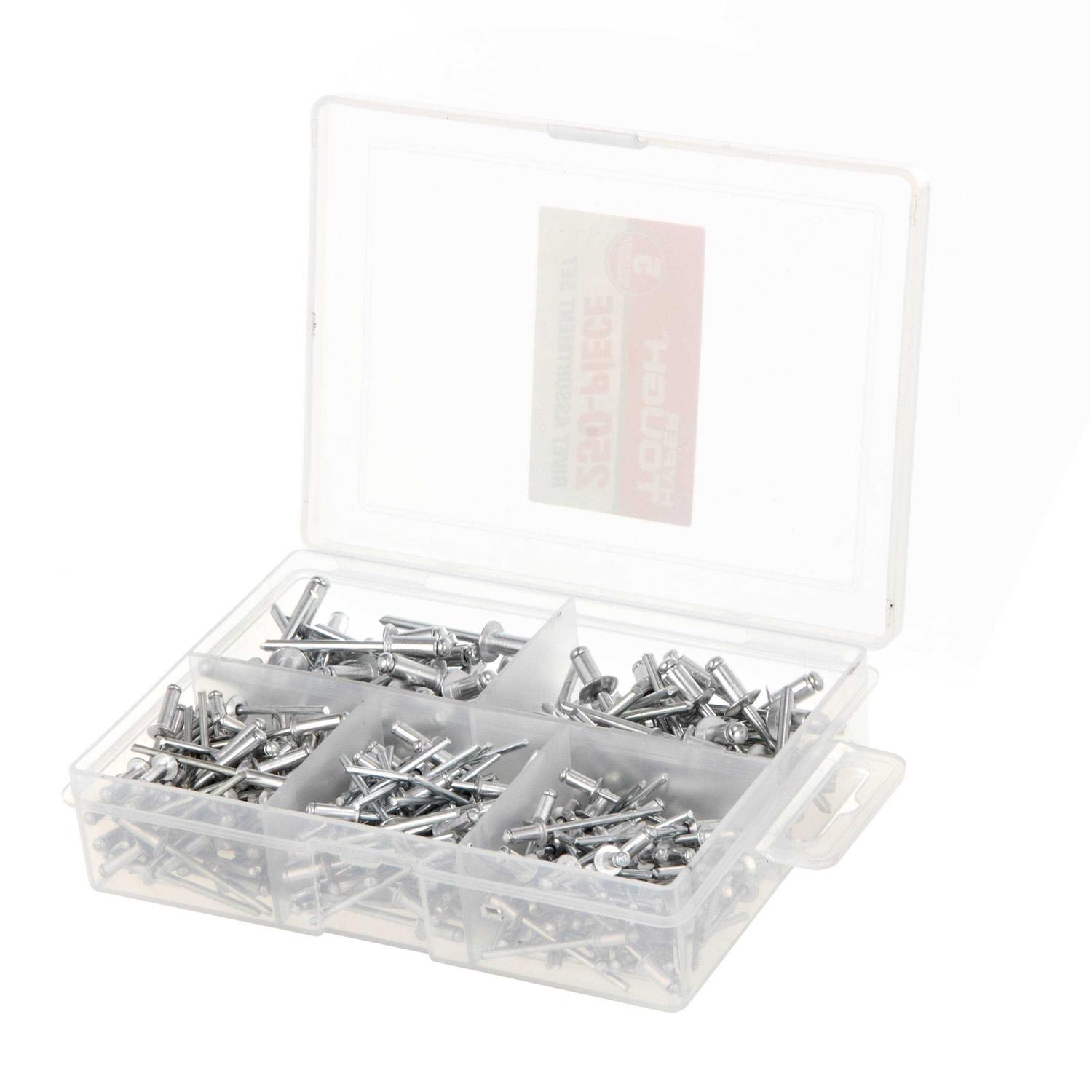 HyperTough tn75129a 250 Piece Assorted Aluminum Rivets in Storage Case - Cheap Fitting