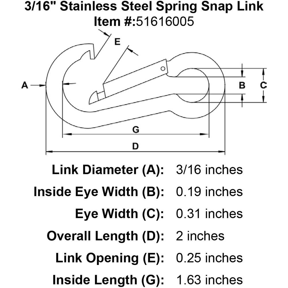 Stainless Steel Spring Snap Link - Cheap Fitting