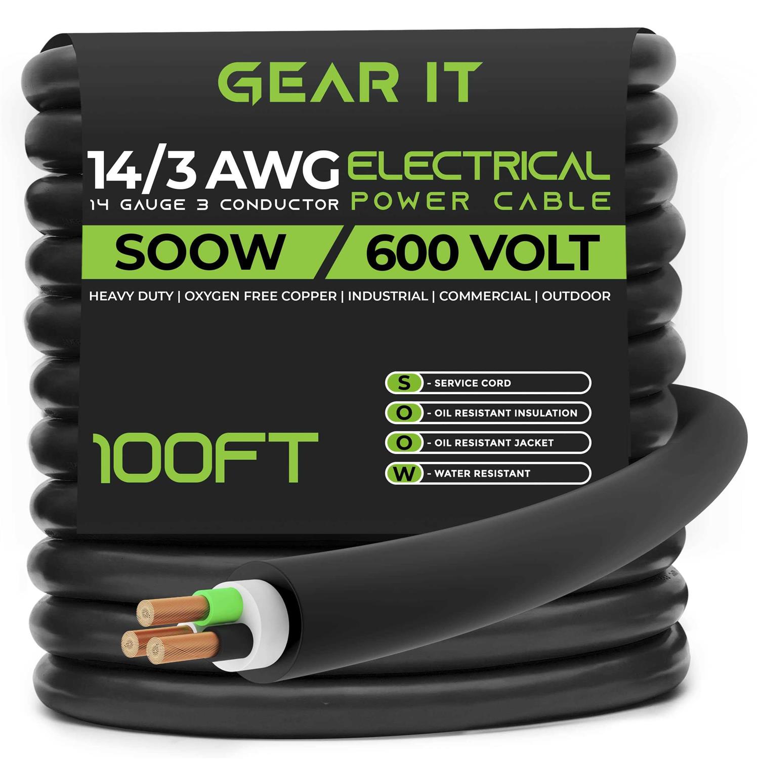 Gearit AWG Portable Power Cable SOOW 600V Gauge Electric Wire for Motor Leads - Cheap Fitting