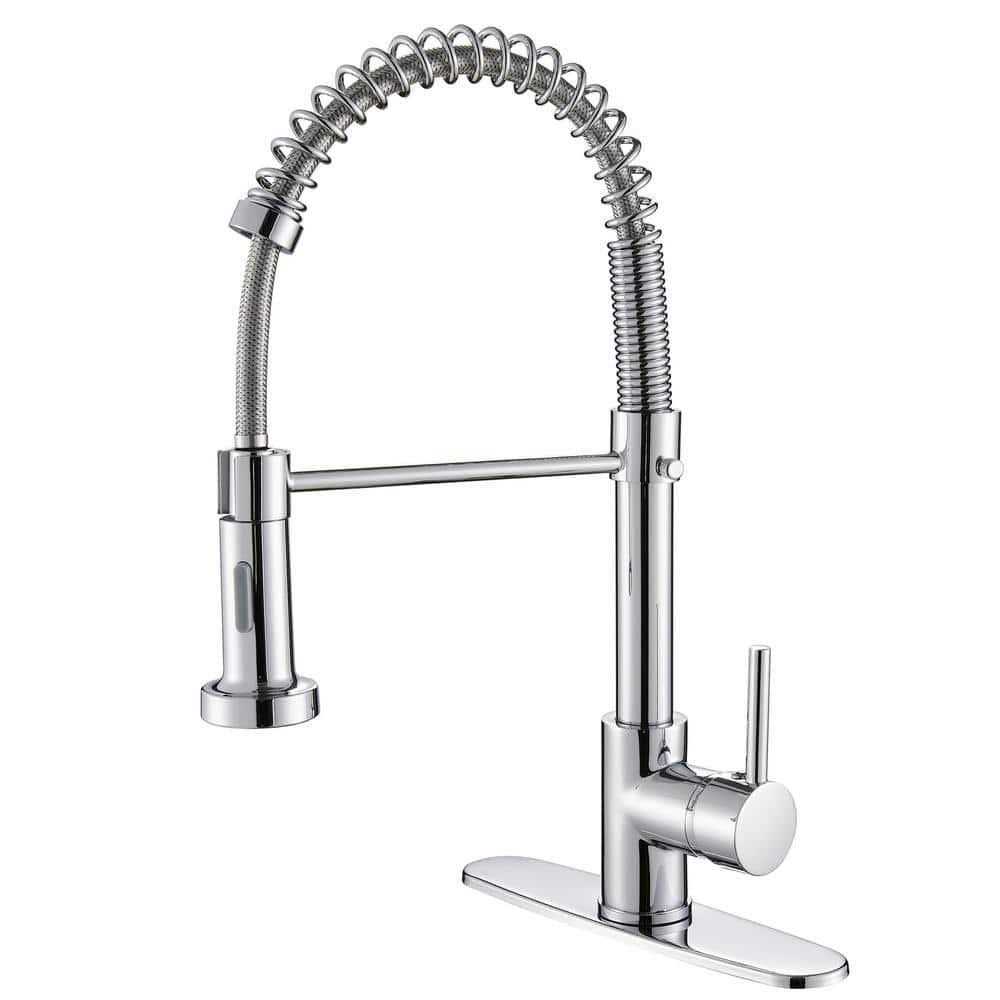 Zalerock Springs Single-Handle Pull-Down Sprayer Kitchen Faucet with Deckplate Included - Cheap Fitting