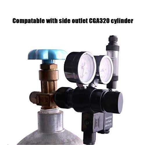 Fzone Aquarium Co2 Regulator Dc Solenoid with Big Dual Gauge Display and Bubble Counter and Check Valve Plant Grow DIY Co2 System Cga320 Side Open - Cheap Fitting