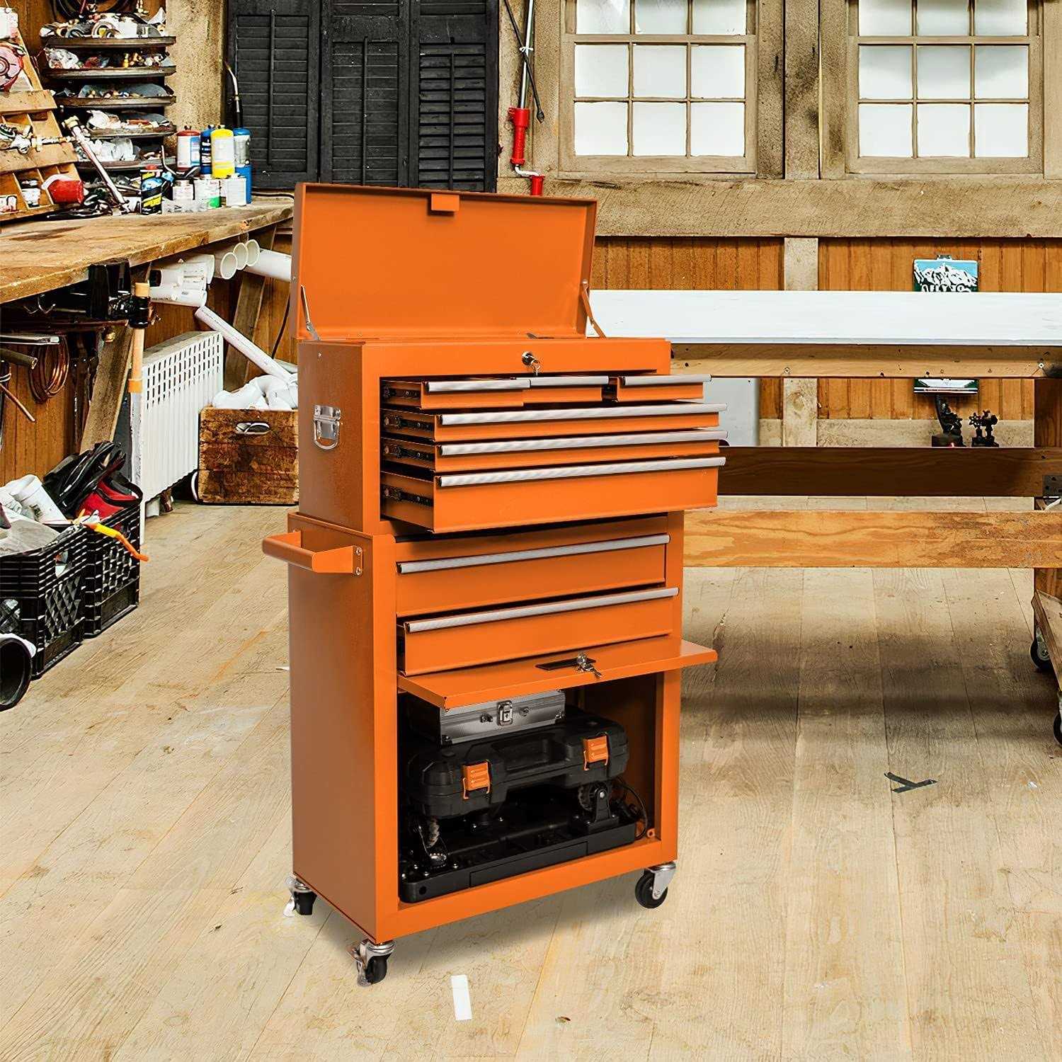 Bcbyou 8-Drawer Rolling Tool Chest 2 in 1 High Capacity Tool Box Detachable Organizer Tool Storage Cabinet - Cheap Fitting