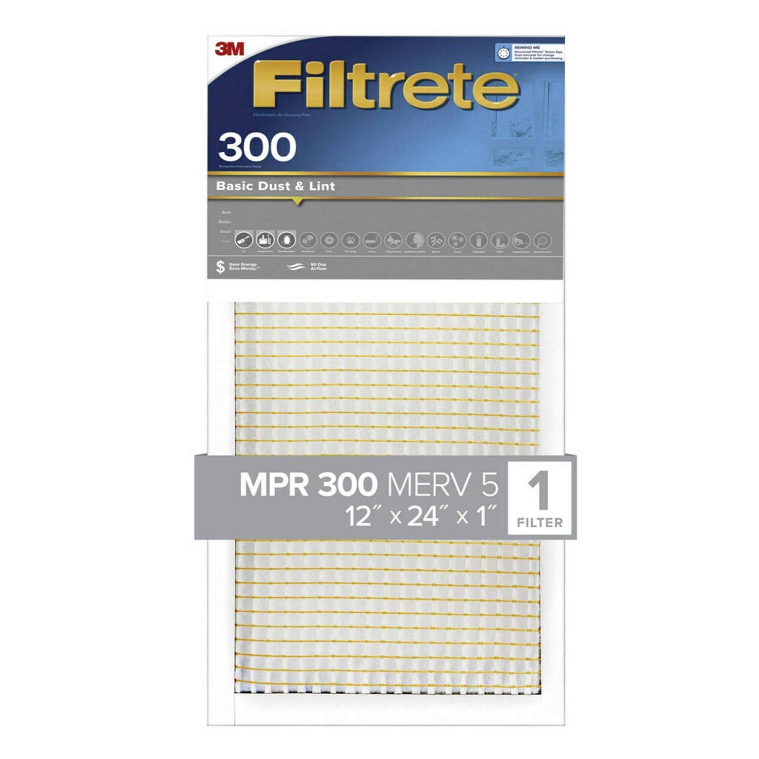 Filtrete Ba20-4 12×24 x 1 in. Basic Dust & Lint Pleated Furnace Air Filter - Cheap Fitting