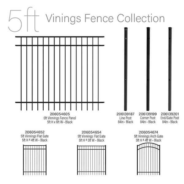 FORGERIGHT Vinings H x 6 ft. W Black Aluminum Pre-Assembled Fence Panel - Cheap Fitting