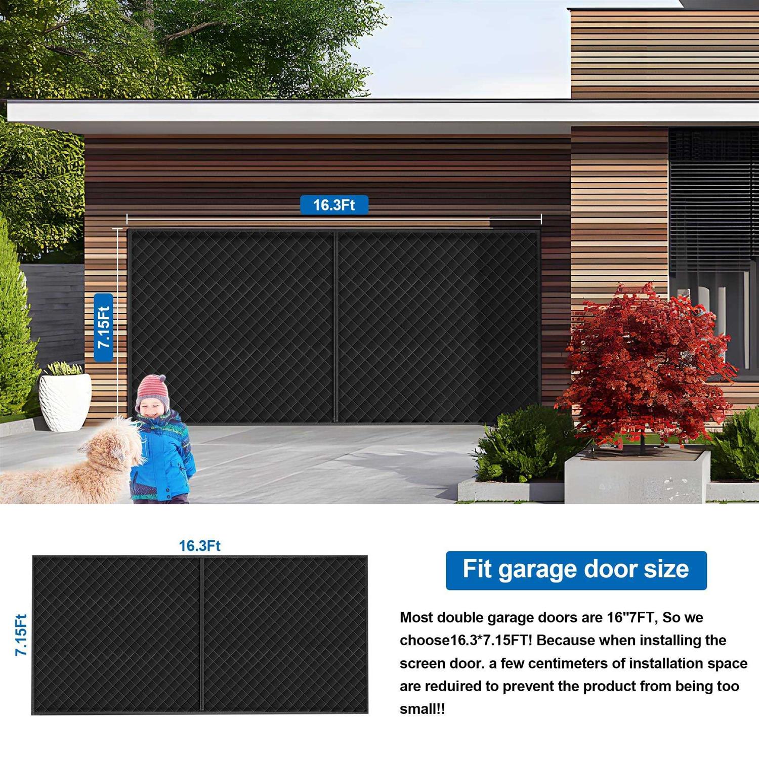 LIAMST Garage Door Screen for Winter,Garage Door Insulation Kit,Magnetic Thermal Insulated Door Curtain for Garage Door - Cheap Fitting