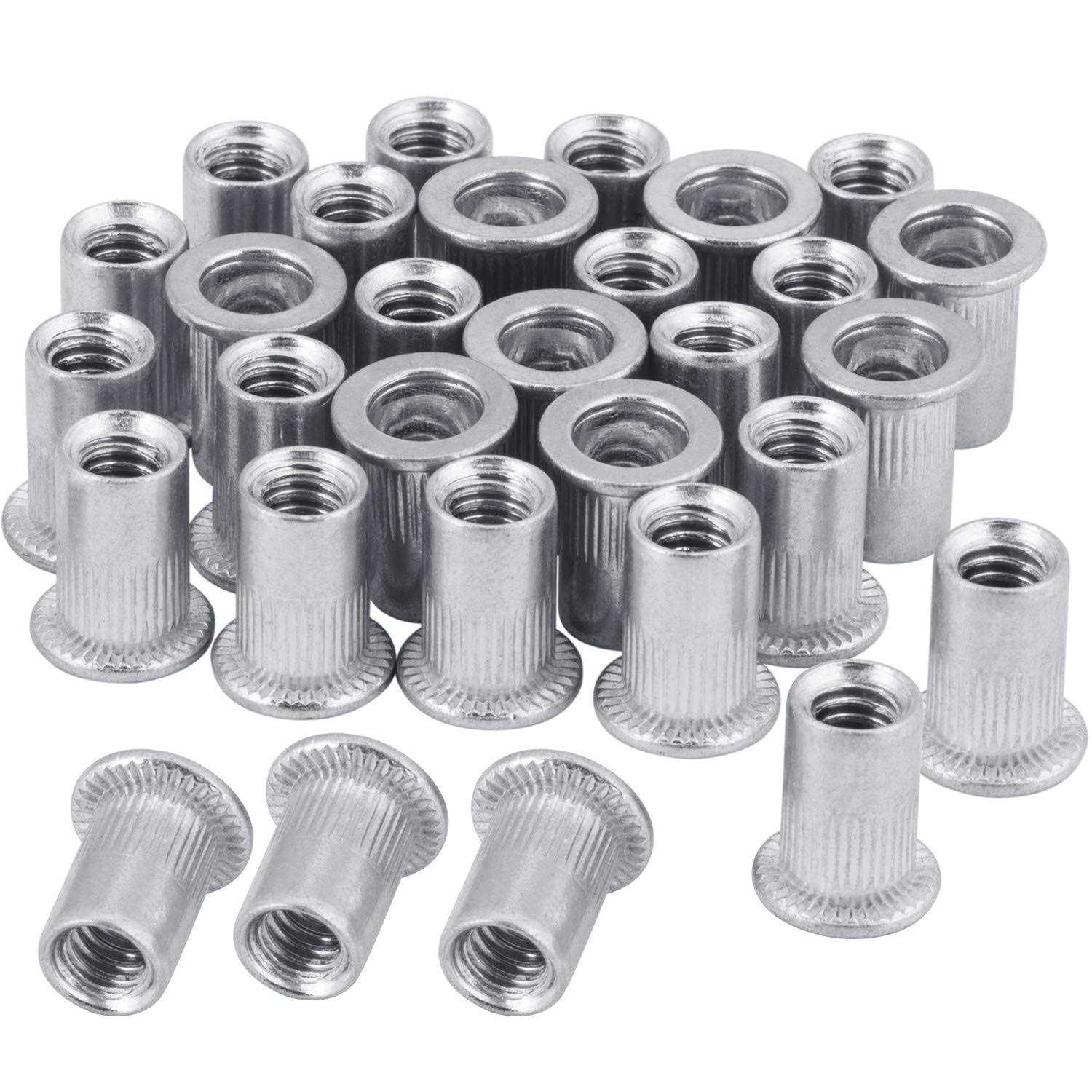 OIIKI 50 Pcs 1/4-20 Aluminum Flange Nutserts Rivet Nut - Cheap Fitting