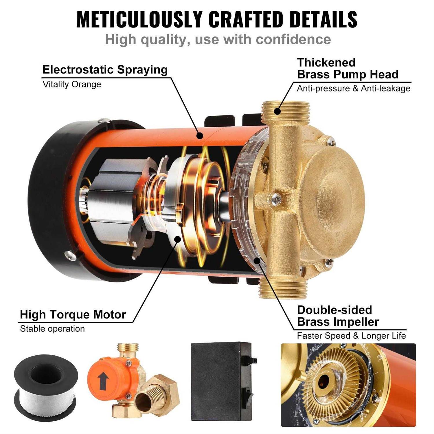 VEVOR 120W Water Pressure Booster Pump 110V Ac,396 GPH 21.75 PSI Household Home Automatic Pressure Booster Pump - Cheap Fitting