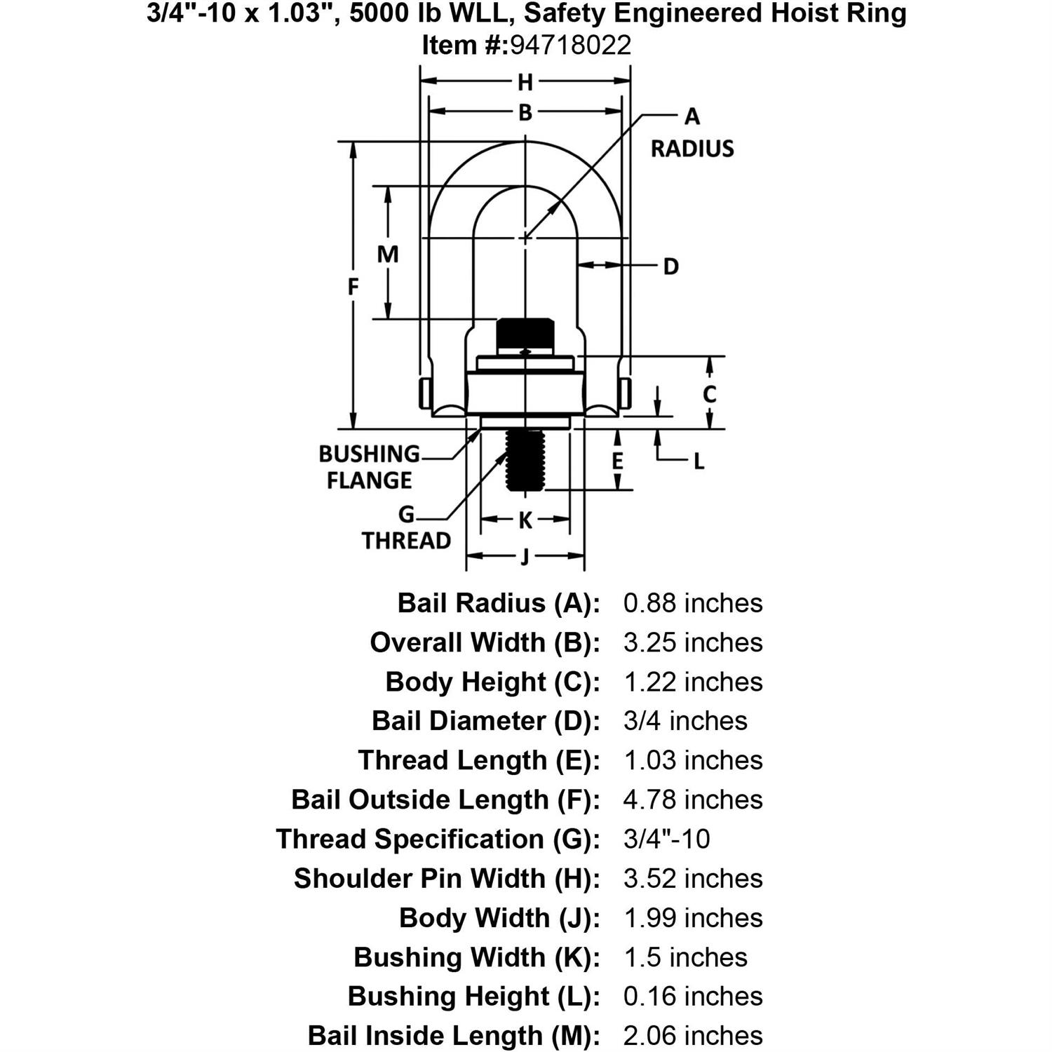 3/4-10 x 1.03 5000 lb WLL - Cheap Fitting
