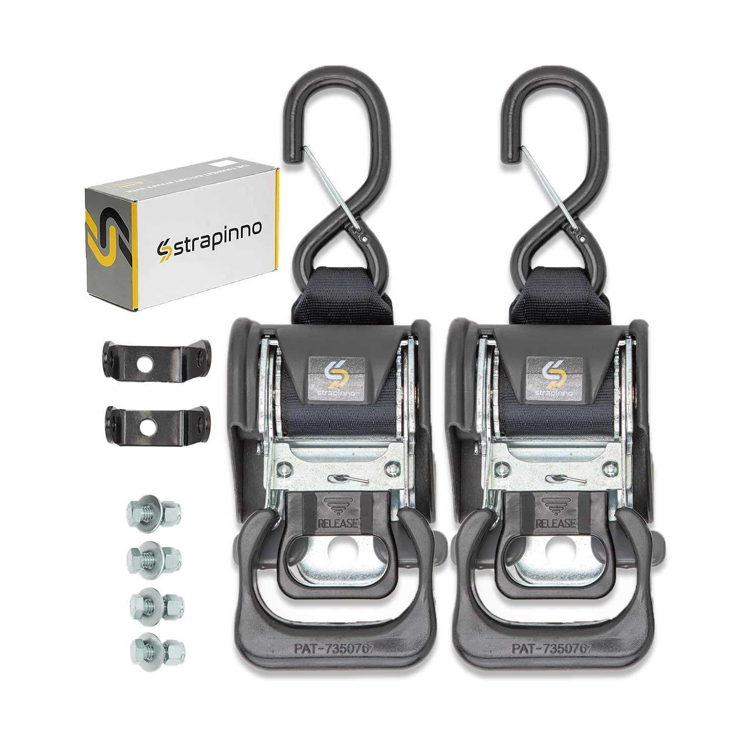 Strapinno 2PCS Retractable Ratchet Straps Heavy Duty Transom Tie-Downs for Boat - Cheap Fitting