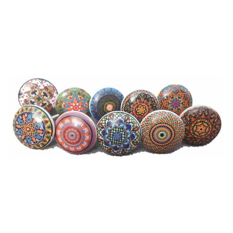 JGARTS 10 x Mix Vintage Look Flower Ceramic Knobs Door Handle Cabinet Drawer Cupboard Pull Mandala Xfer New - Cheap Fitting