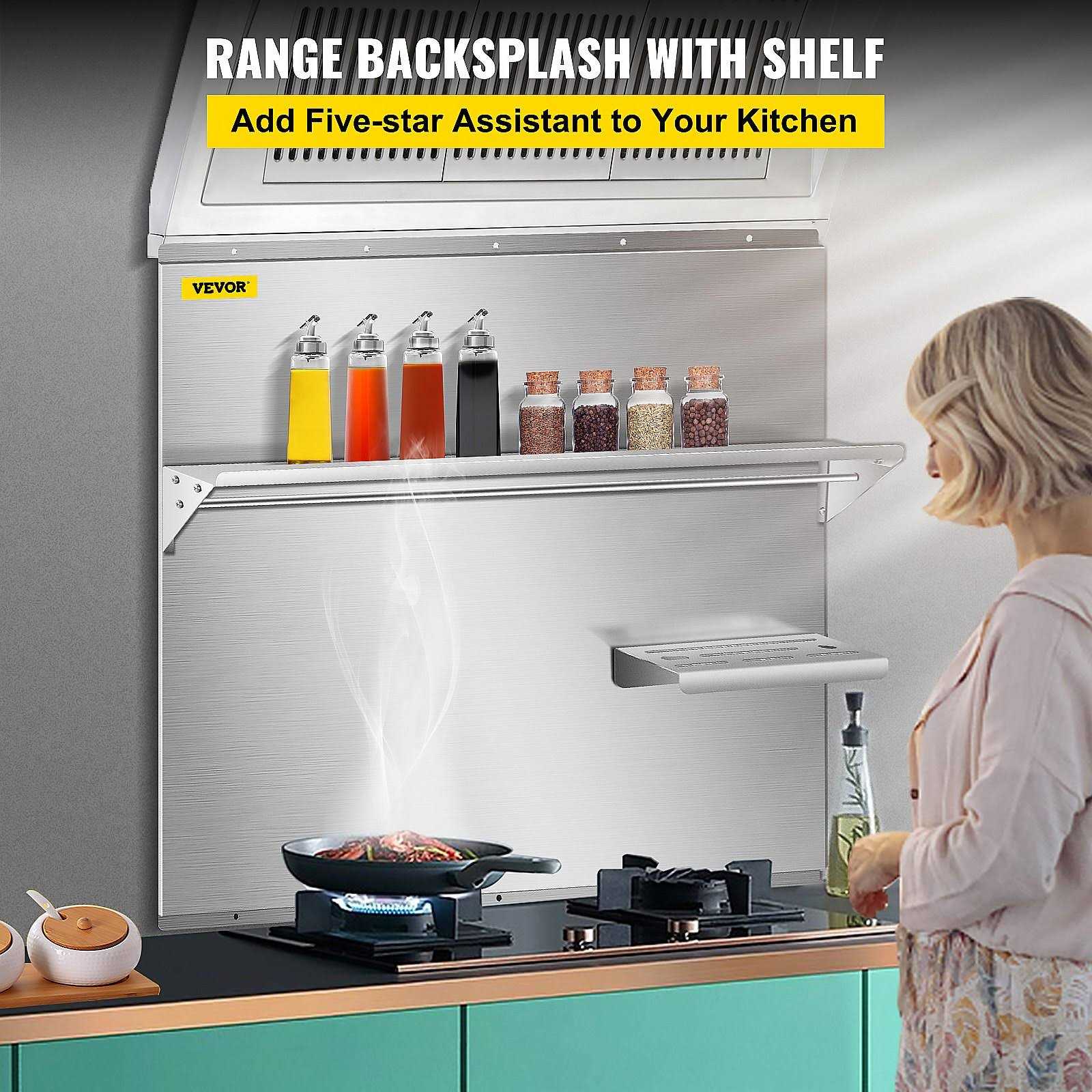 VEVOR Range Backsplash with Shelf Range Hood Wall Shield - Cheap Fitting