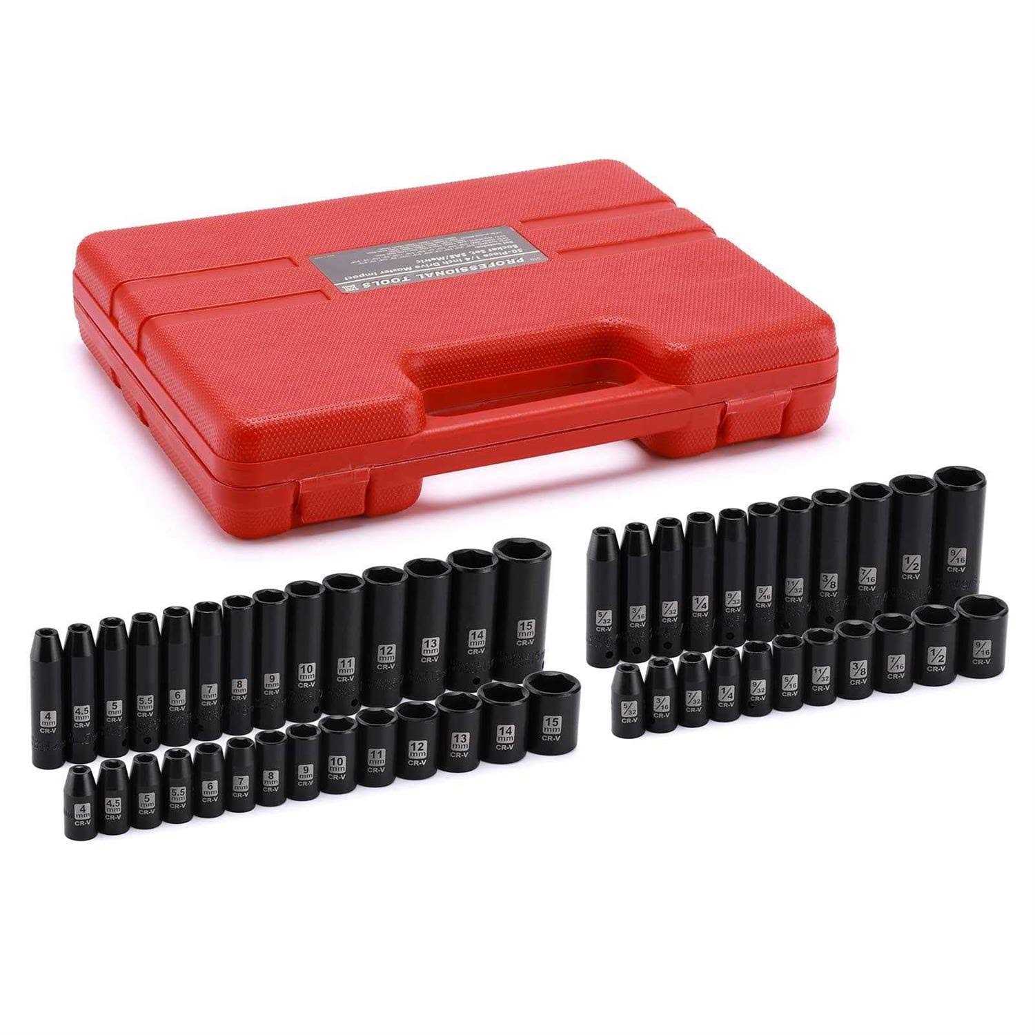 EMENTOL 50PCS 1/4 Drive Deep And Shallow Impact Socket Set - Cheap Fitting
