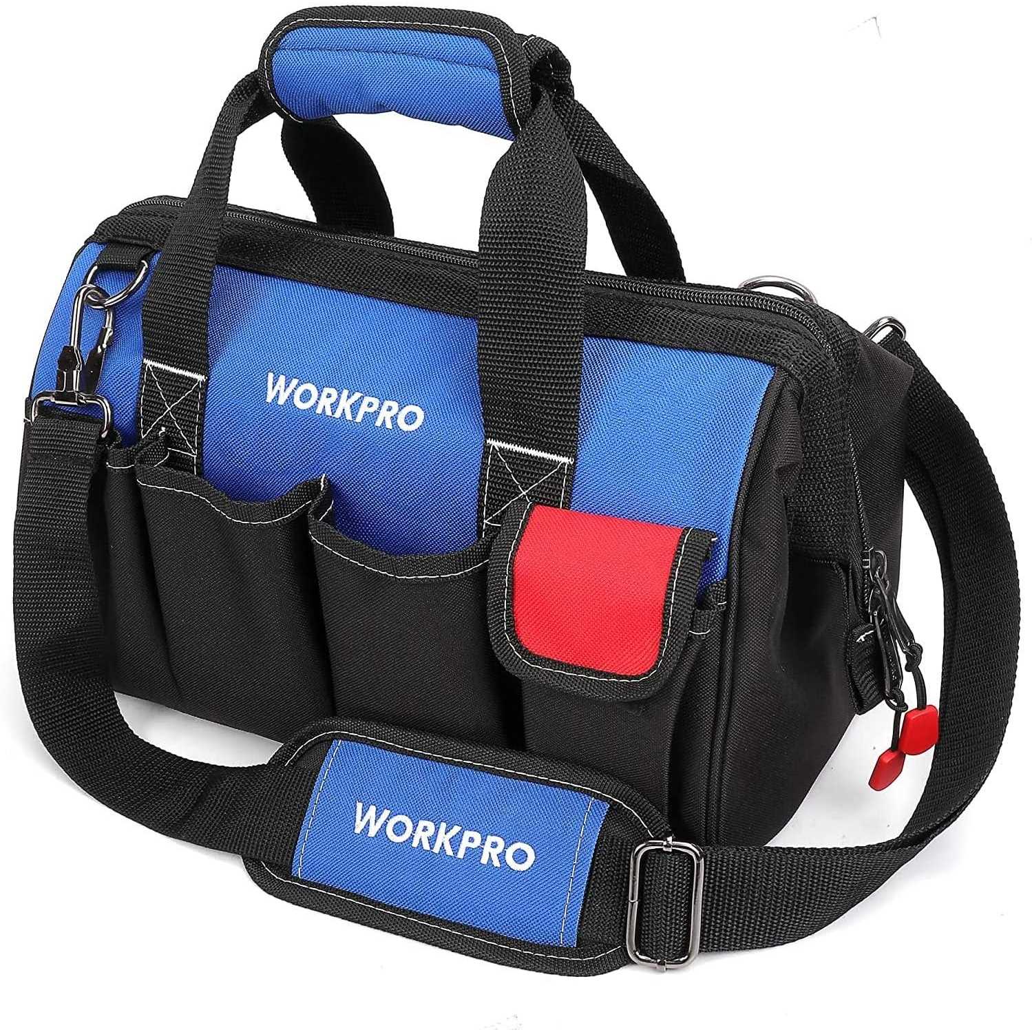 WORKPRO 14-inch Tool Bag Multi-pocket Tool Organizer with Adjustable Shoulder Strap - Cheap Fitting