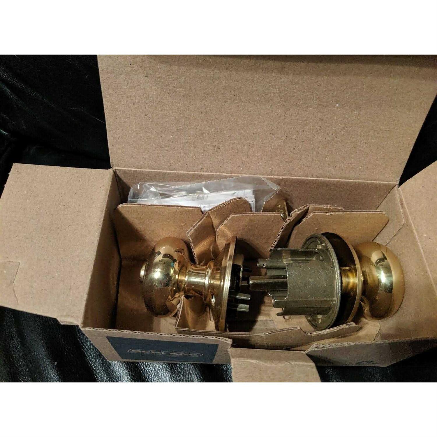 Schlage Antique Brass Passage Knob Lockset, Andover/Addison F10 AND 609 ADD - Cheap Fitting