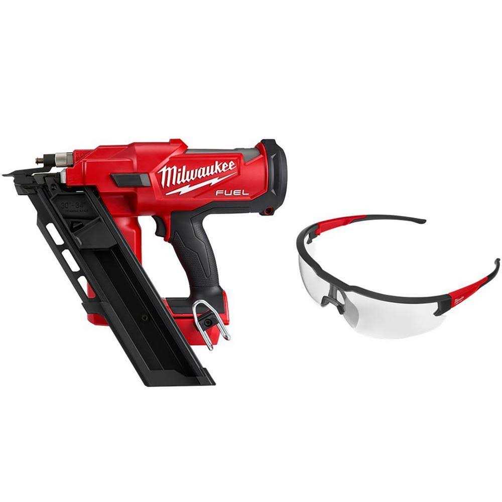 Milwaukee M18 FUEL 3-1/2 in. 18-Volt 30-Degree Brushless Cordless Framing Nailer with Clear Anti Scratch Safety Glasses - Cheap Fitting